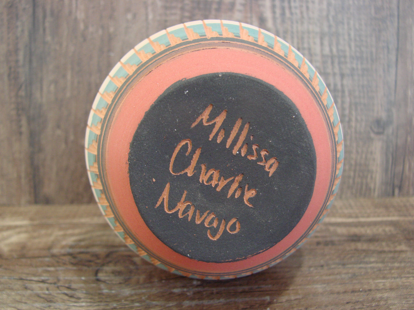 Small Native American Navajo Hand Etched & Hand Painted Pottery - Charlie