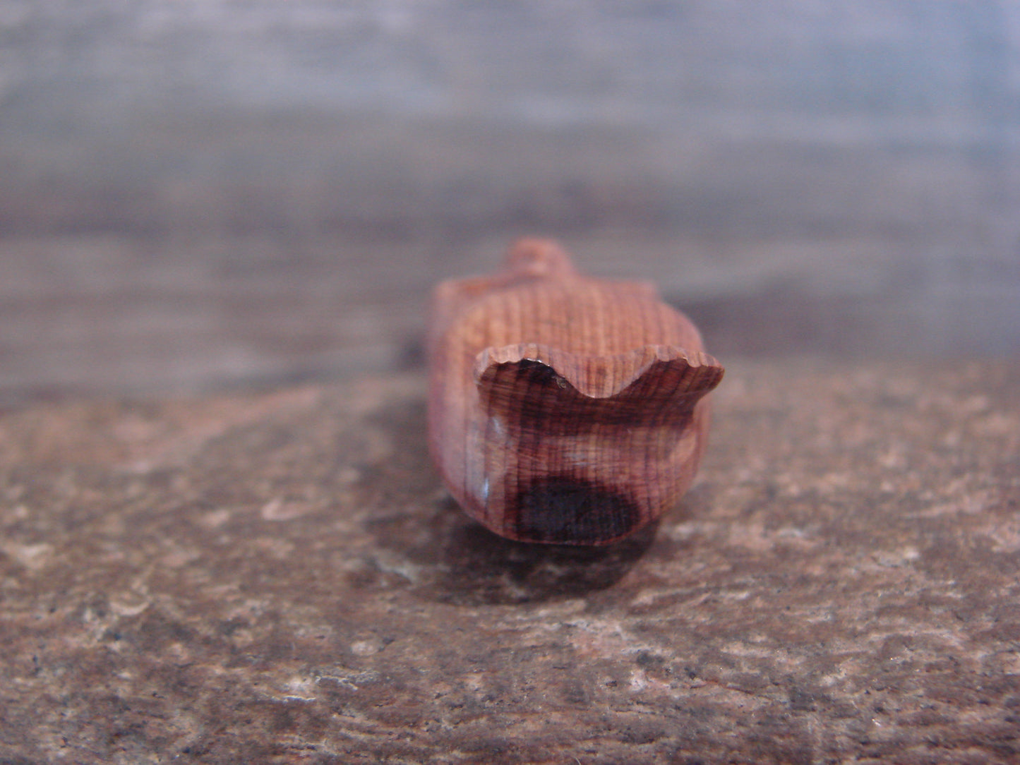 Native American Indian Hand Carved Cedar Owl Fetish - B. Phillips