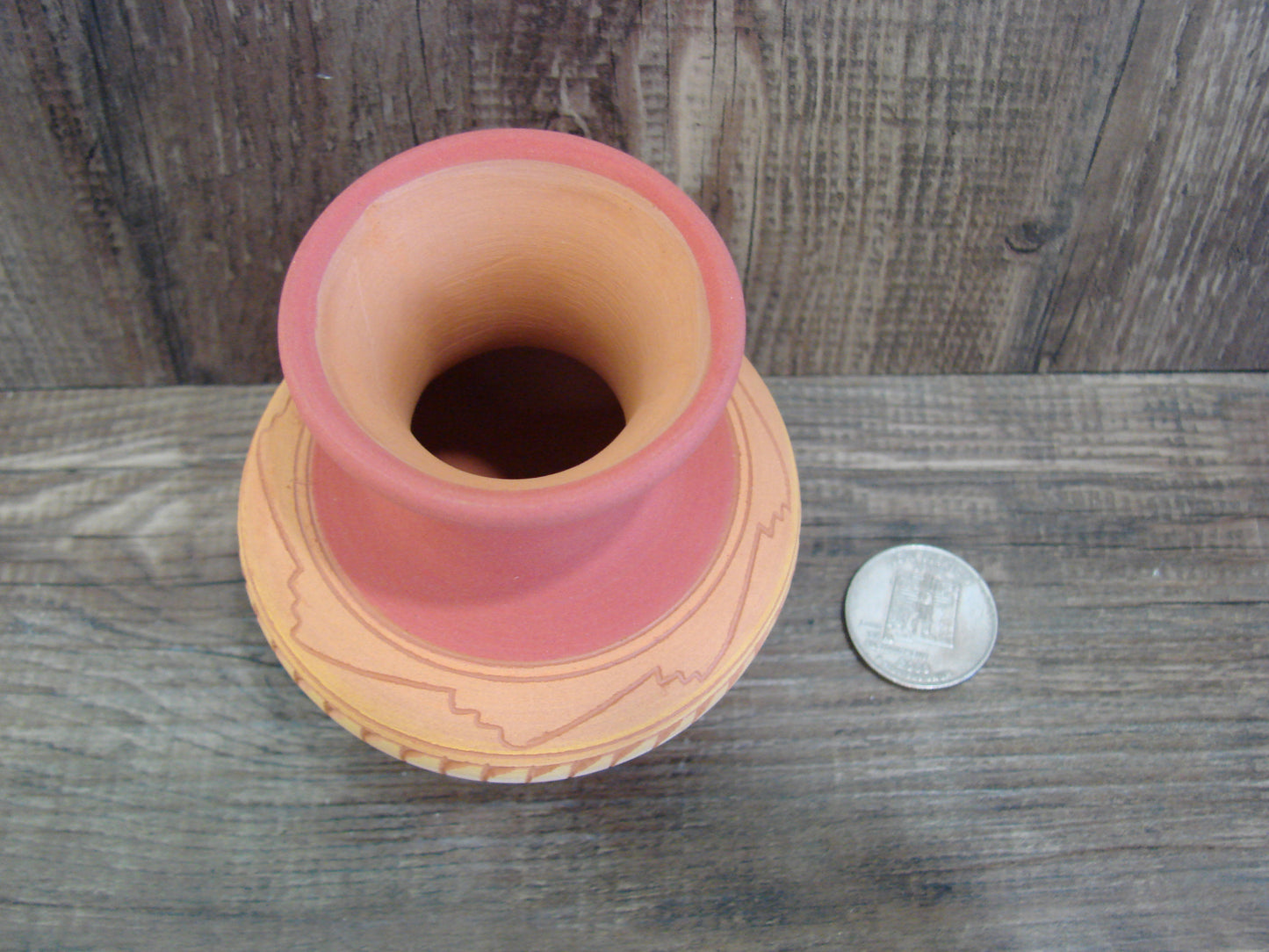 Small Native American Navajo Hand Etched & Hand Painted Pottery - Charlie