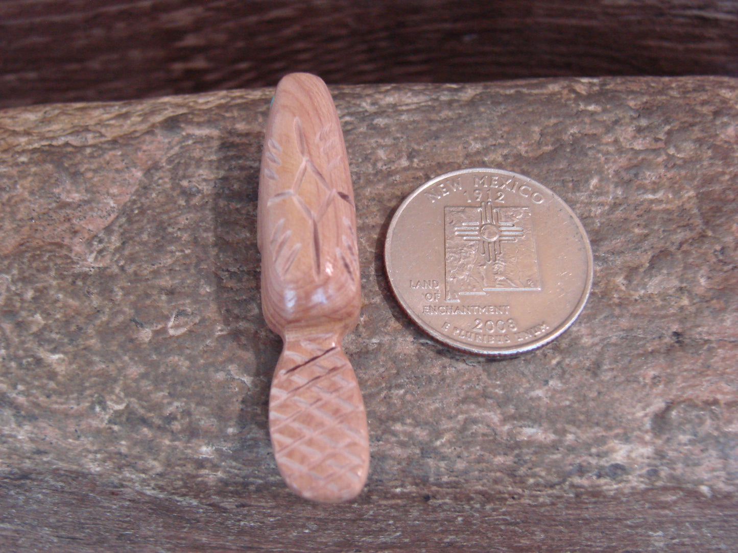 Native American Indian Hand Carved Cedar Beaver Fetish - B. Phillips