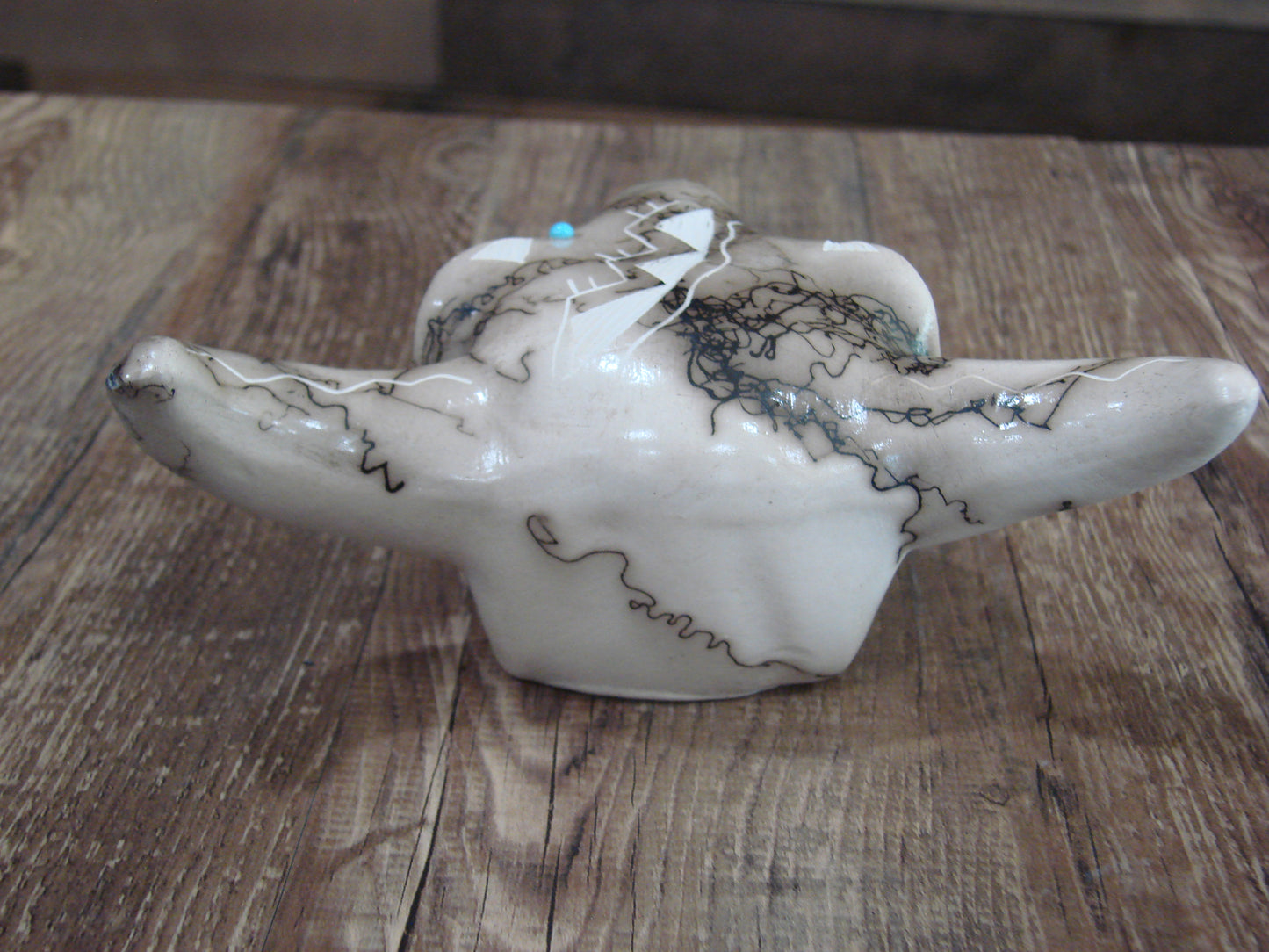Native American Pottery Horse Hair Skull Sculpture by Vail