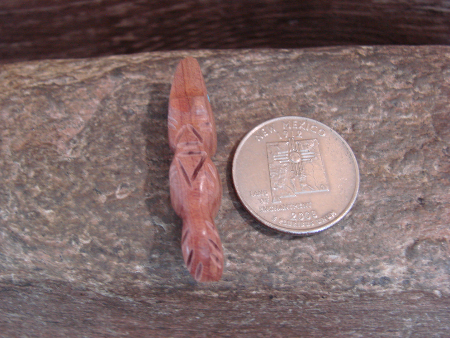 Native American Indian Hand Carved Cedar Wolf Fetish - B. Phillips