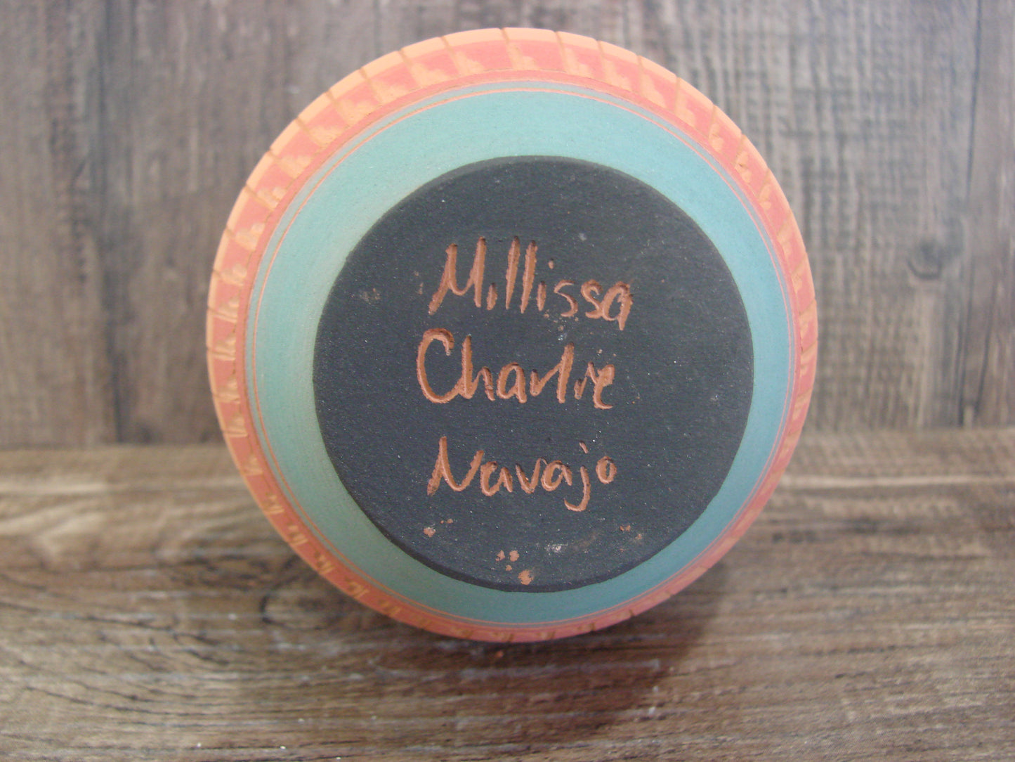 Small Native American Navajo Hand Etched & Hand Painted Pottery - Charlie