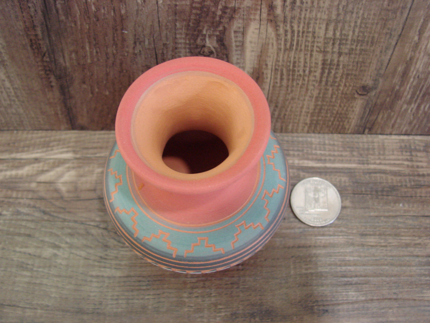 Small Native American Navajo Hand Etched & Hand Painted Pottery - Charlie