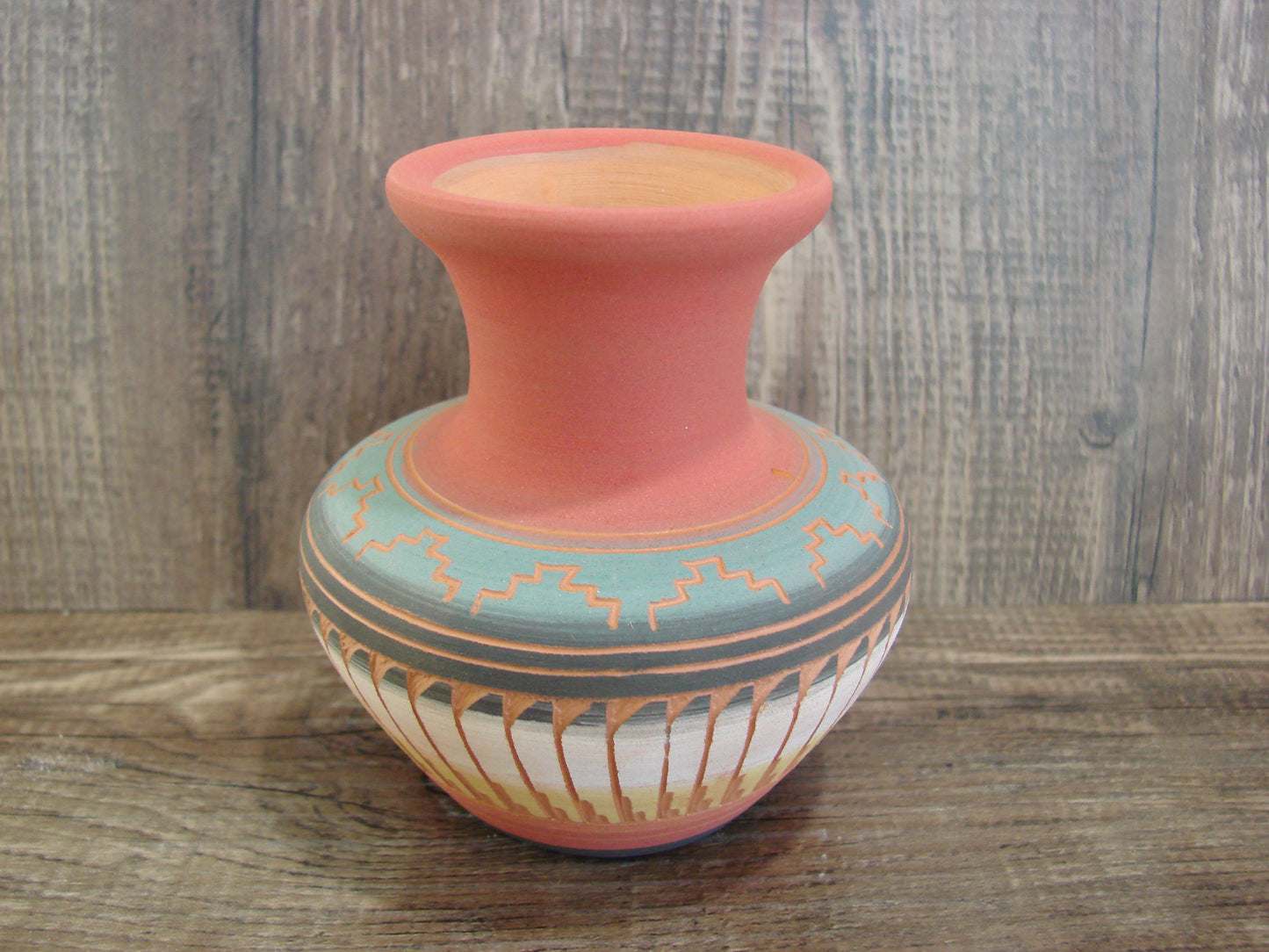 Small Native American Navajo Hand Etched & Hand Painted Pottery - Charlie