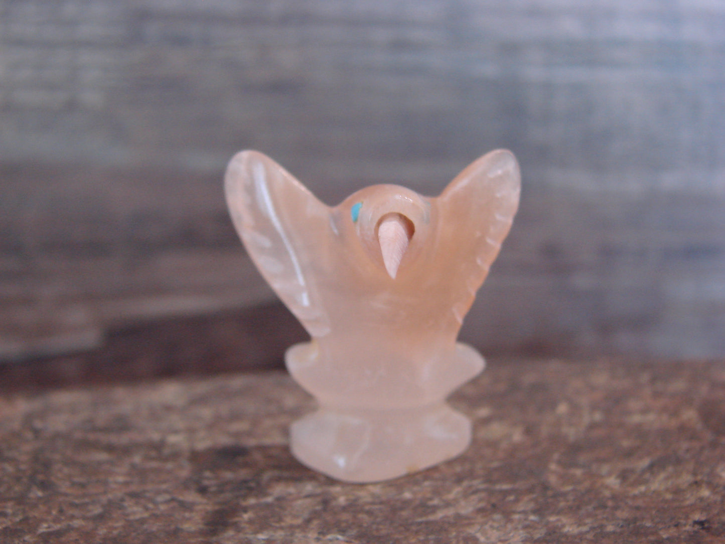 Native American Indian Hand Carved Rose Quartz Hummingbird Fetish - B. Phillips