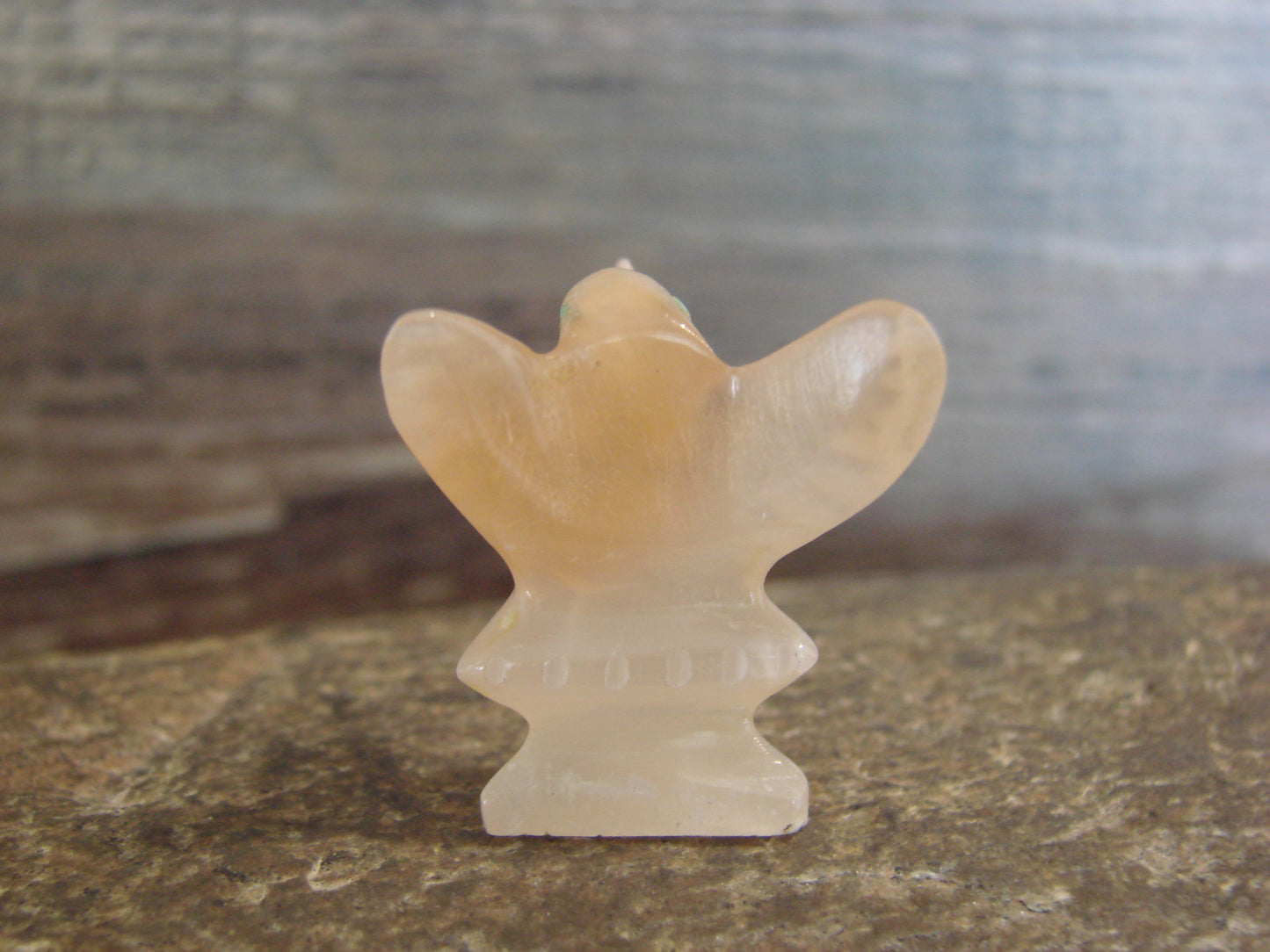 Native American Indian Hand Carved Rose Quartz Hummingbird Fetish - B. Phillips