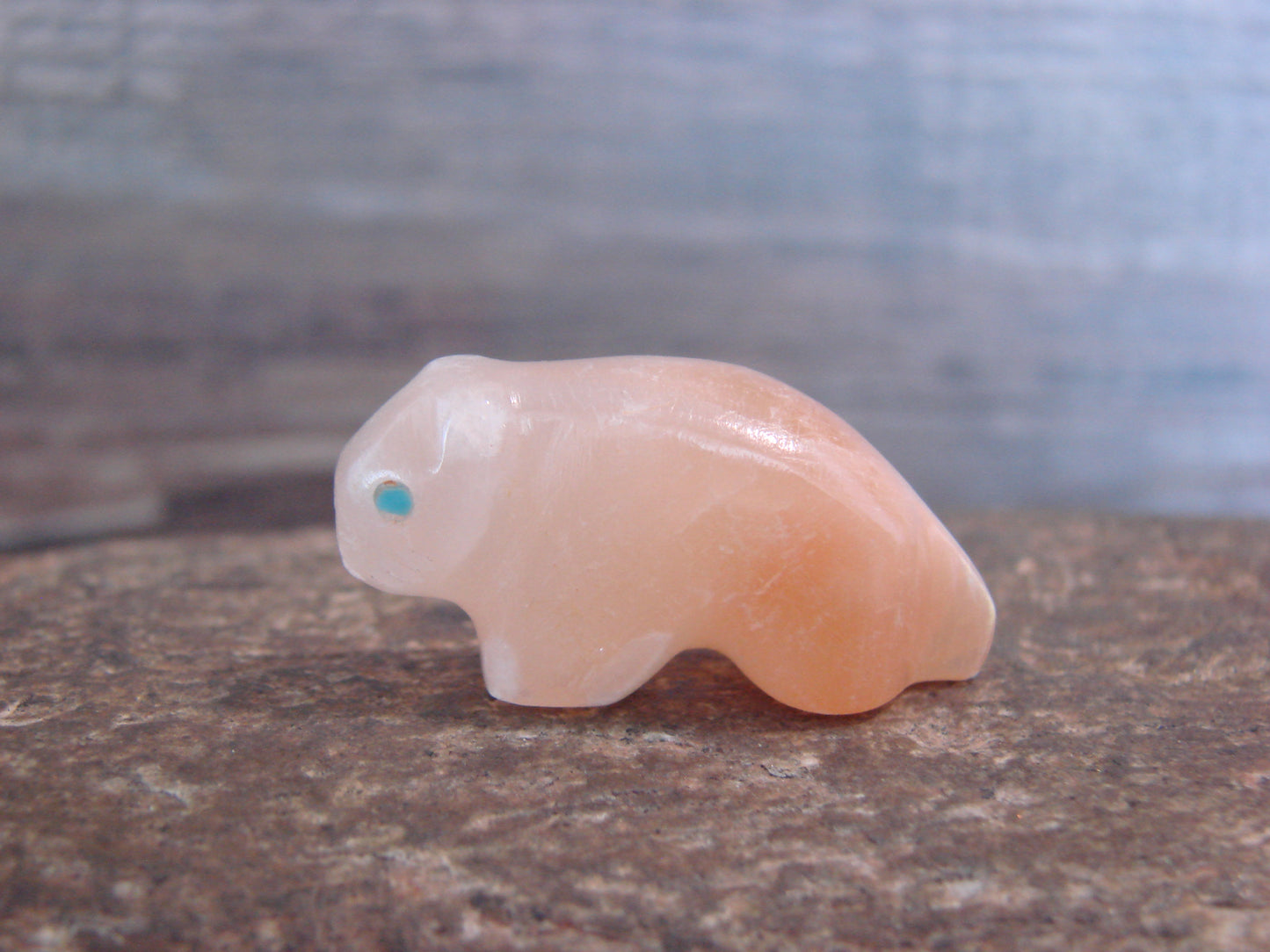Native American Indian Hand Carved Rose Quartz Mole Fetish - B. Phillips