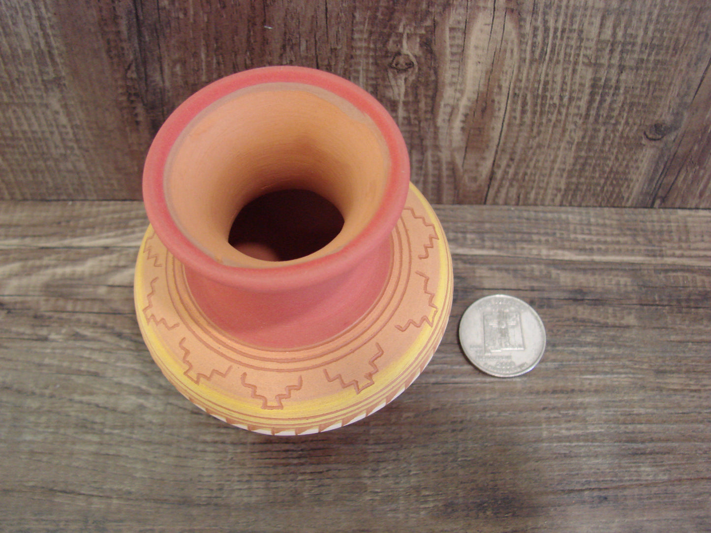 Small Native American Navajo Hand Etched & Hand Painted Pottery - Charlie