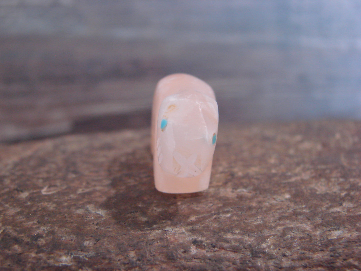 Native American Indian Hand Carved Rose Quartz Mole Fetish - B. Phillips