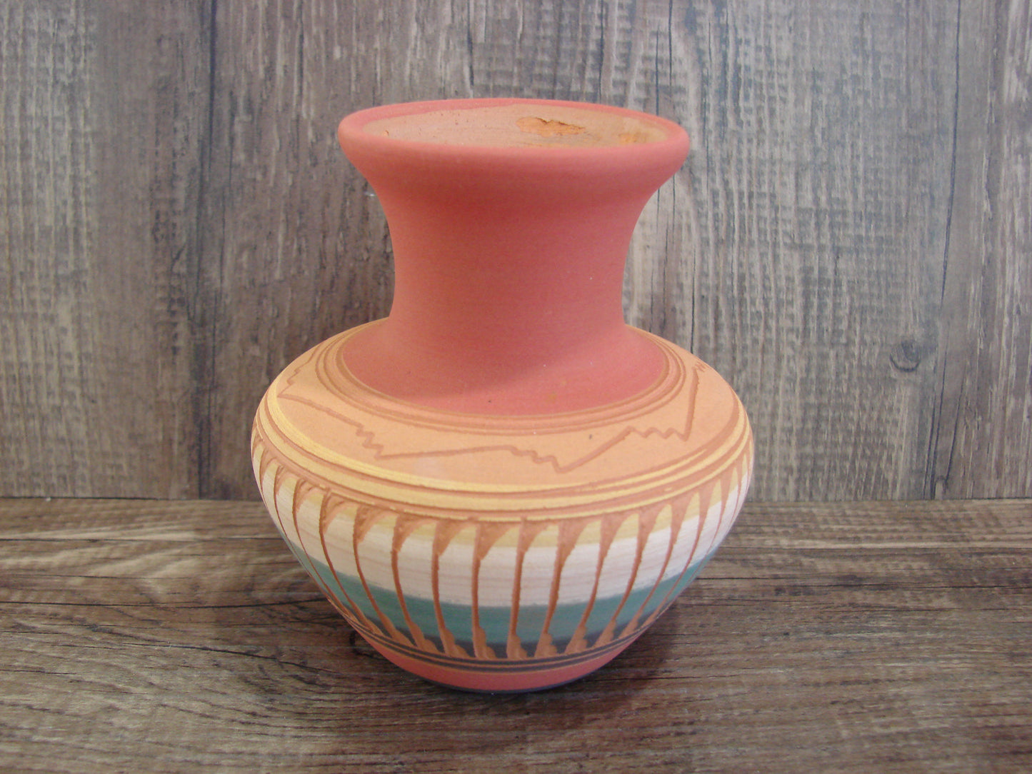 Small Native American Navajo Hand Etched & Hand Painted Pottery - Charlie