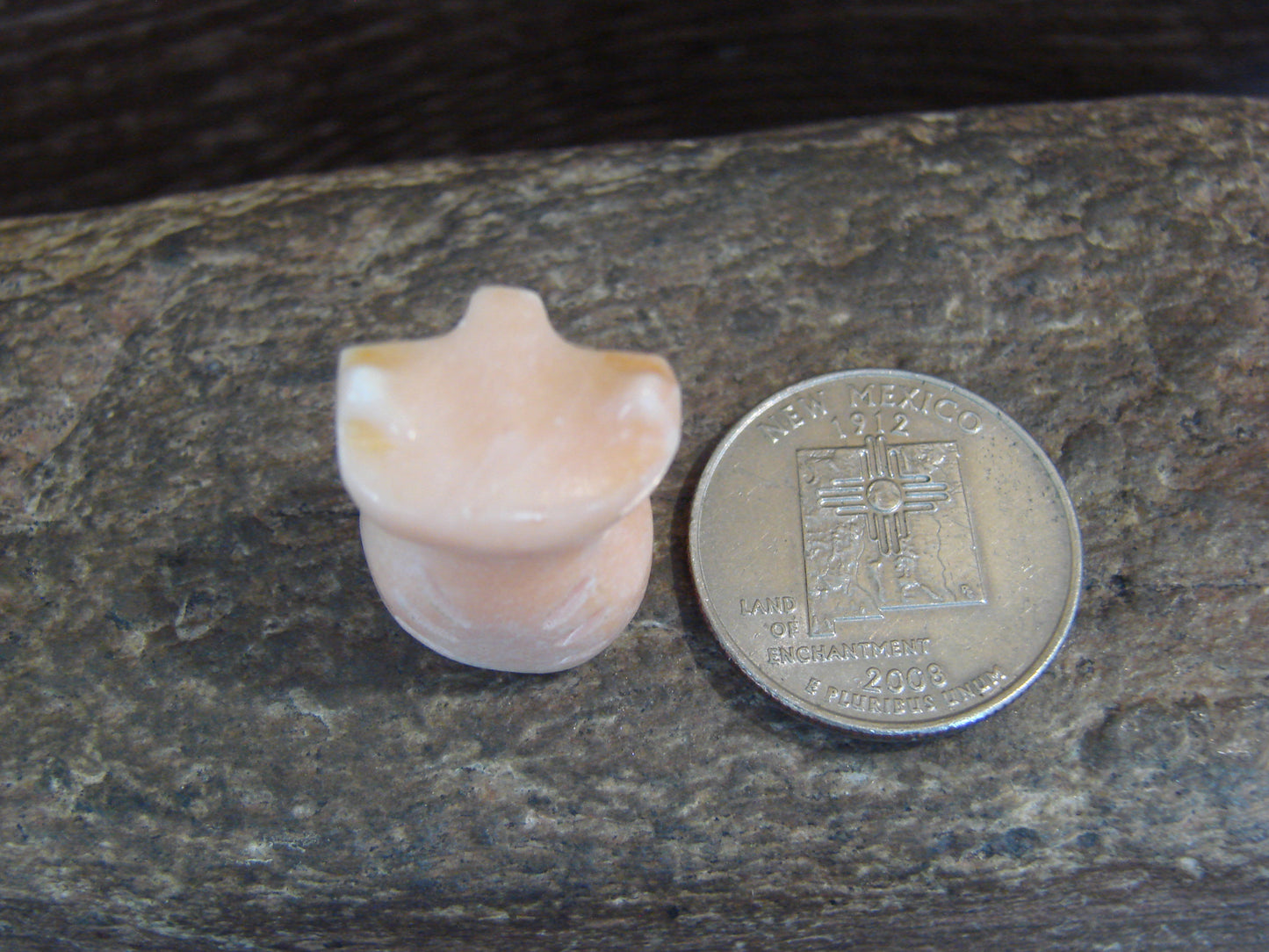 Native American Indian Hand Carved Rose Quartz Owl Fetish - B. Phillips