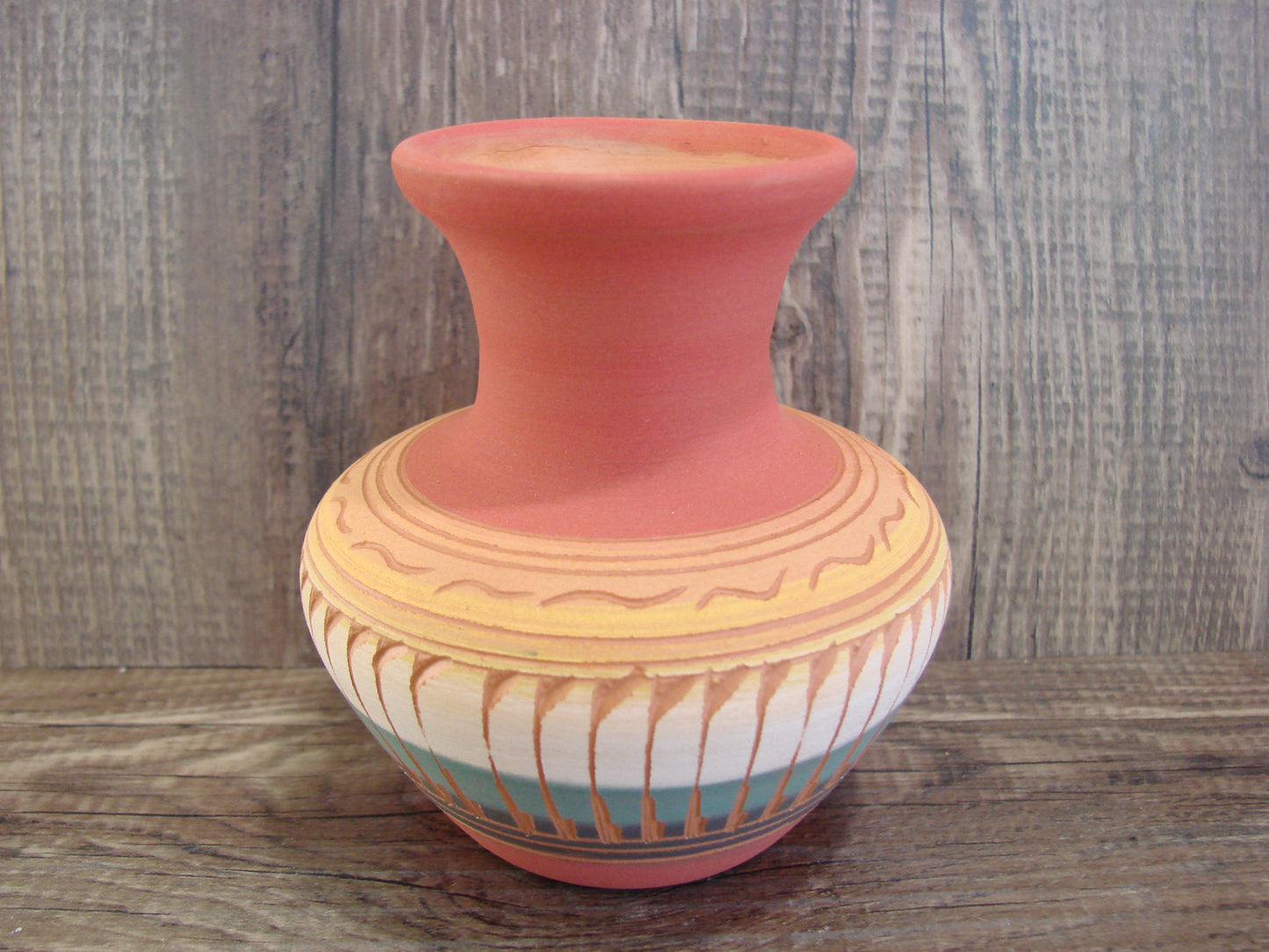 Small Native American Navajo Hand Etched & Hand Painted Pottery - Charlie