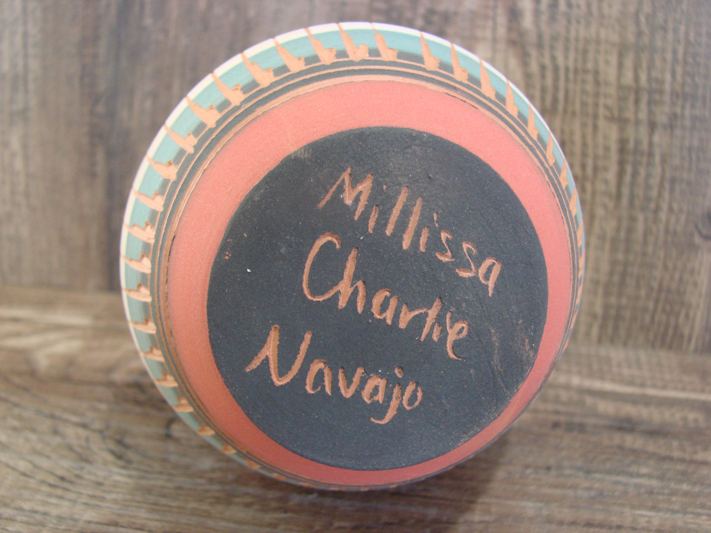 Small Native American Navajo Hand Etched & Hand Painted Pottery - Charlie