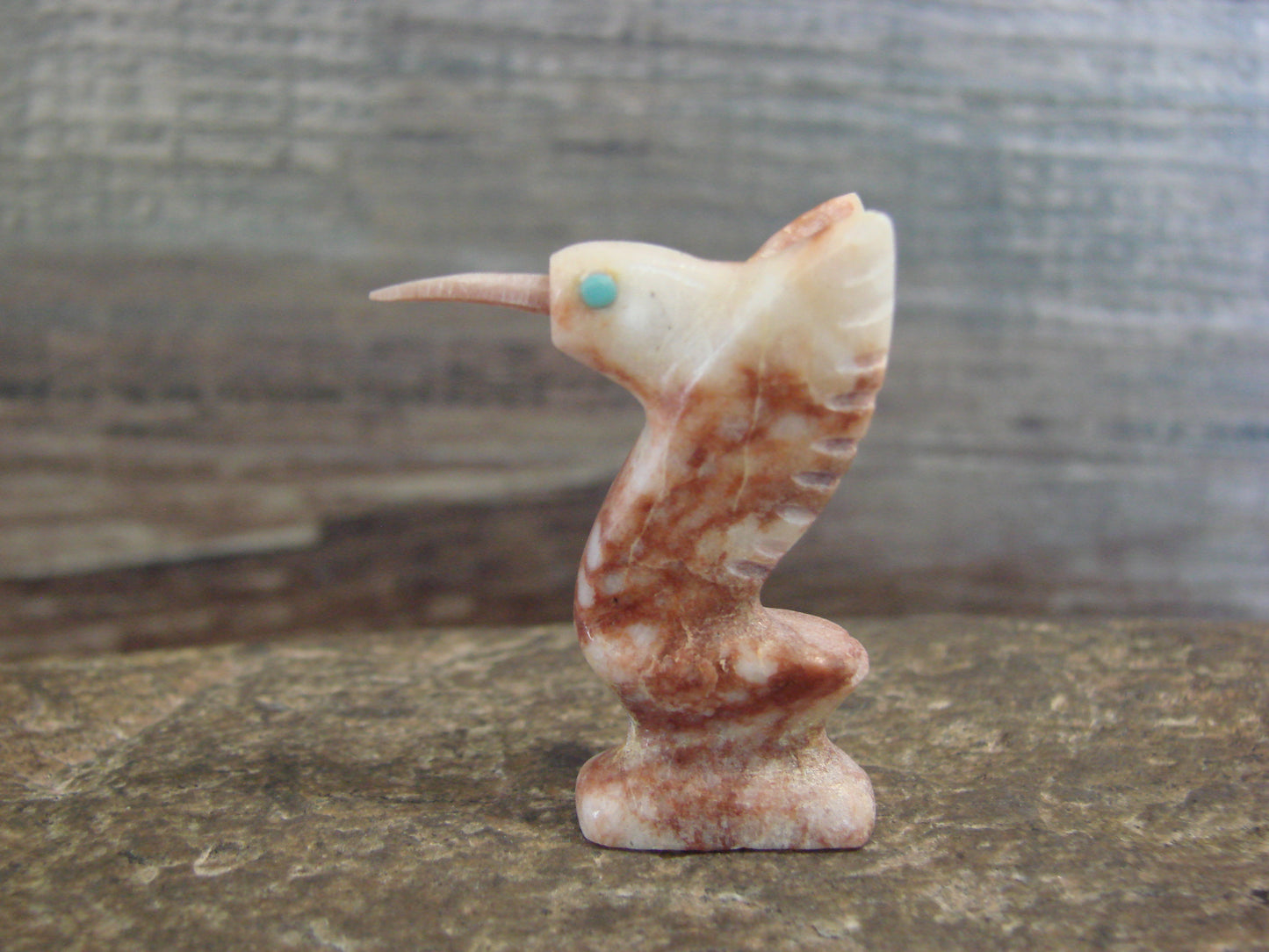Native American Indian Hand Carved Dolomite Hummingbird Fetish - B. Phillips