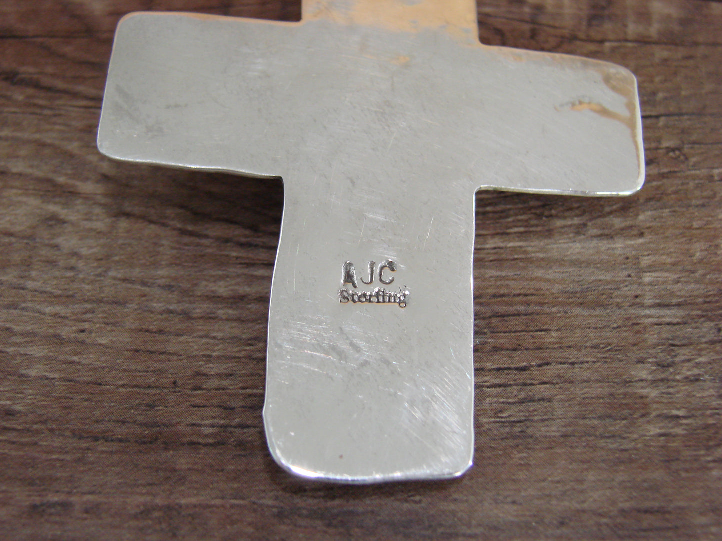 Large Navajo Sterling Silver & Turquoise Cross Pendant Signed Cleveland