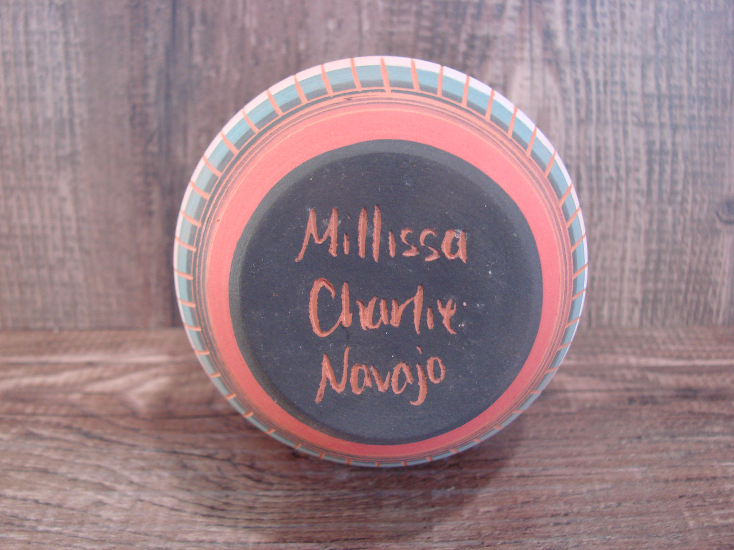 Small Native American Navajo Hand Etched & Hand Painted Pottery - Charlie