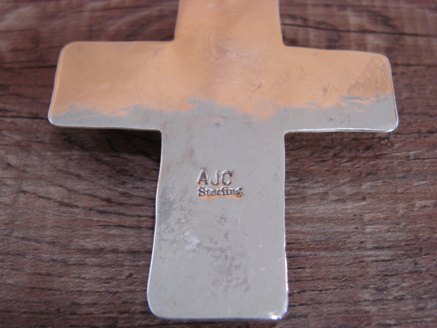 Large Navajo Sterling Silver & Turquoise Cross Pendant Signed Cleveland