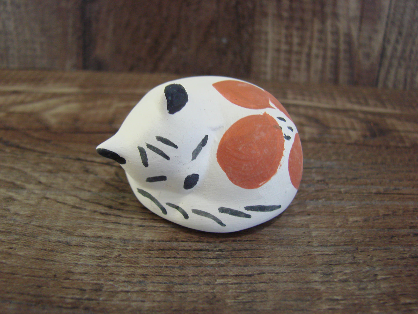 Small Native American Hand Painted Acoma Cat Desk Pet Pottery by Chino