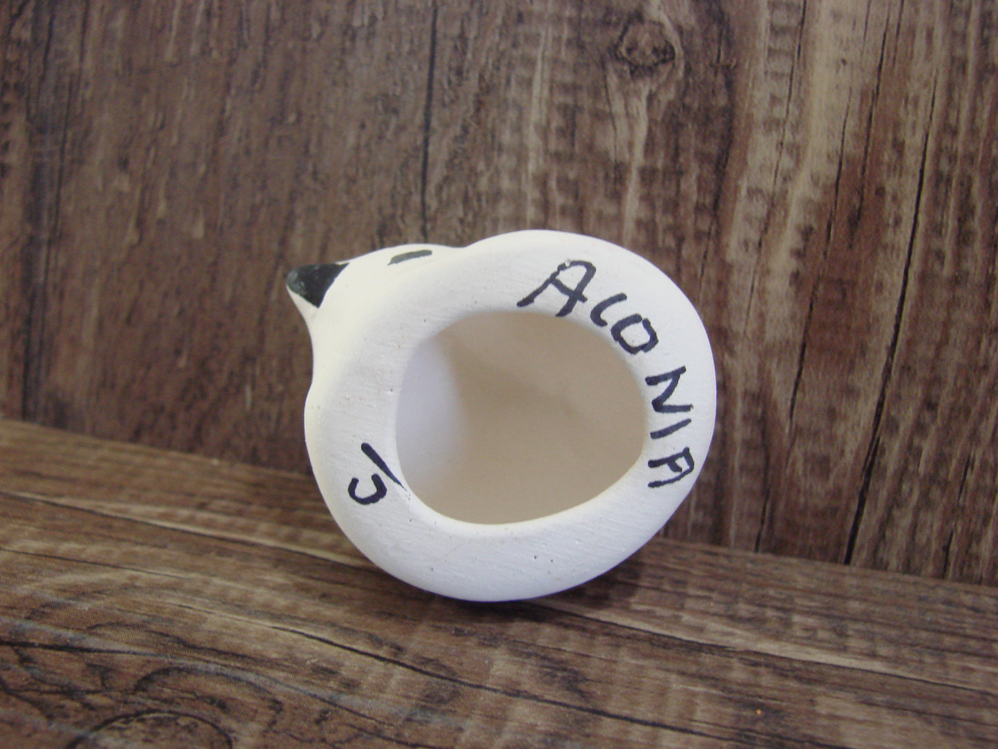 Small Native American Hand Painted Acoma Cat Desk Pet Pottery by Chino