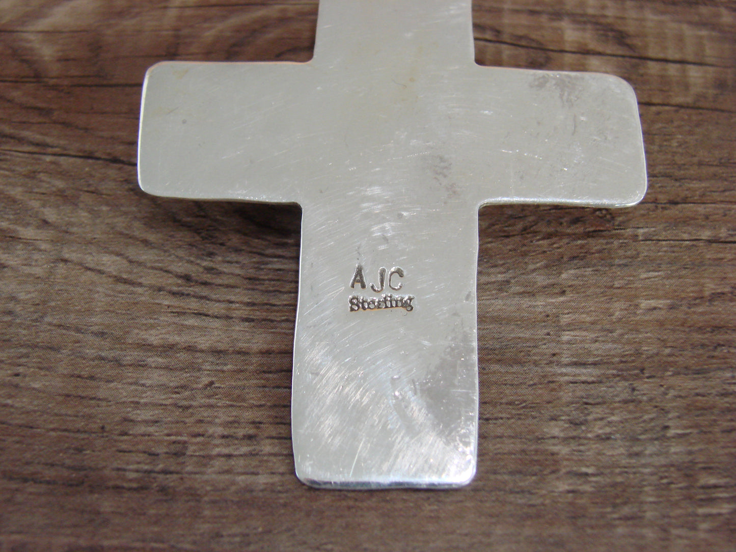 Large Navajo Sterling Silver & Turquoise Cross Pendant Signed Cleveland
