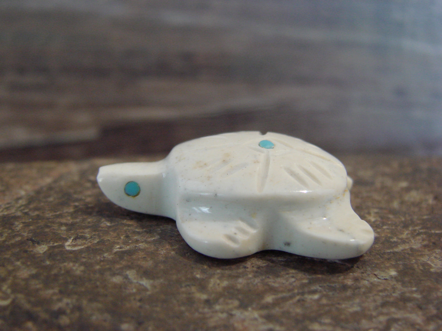Native American Indian Hand Carved Fish Rock Turtle Fetish - B. Phillips
