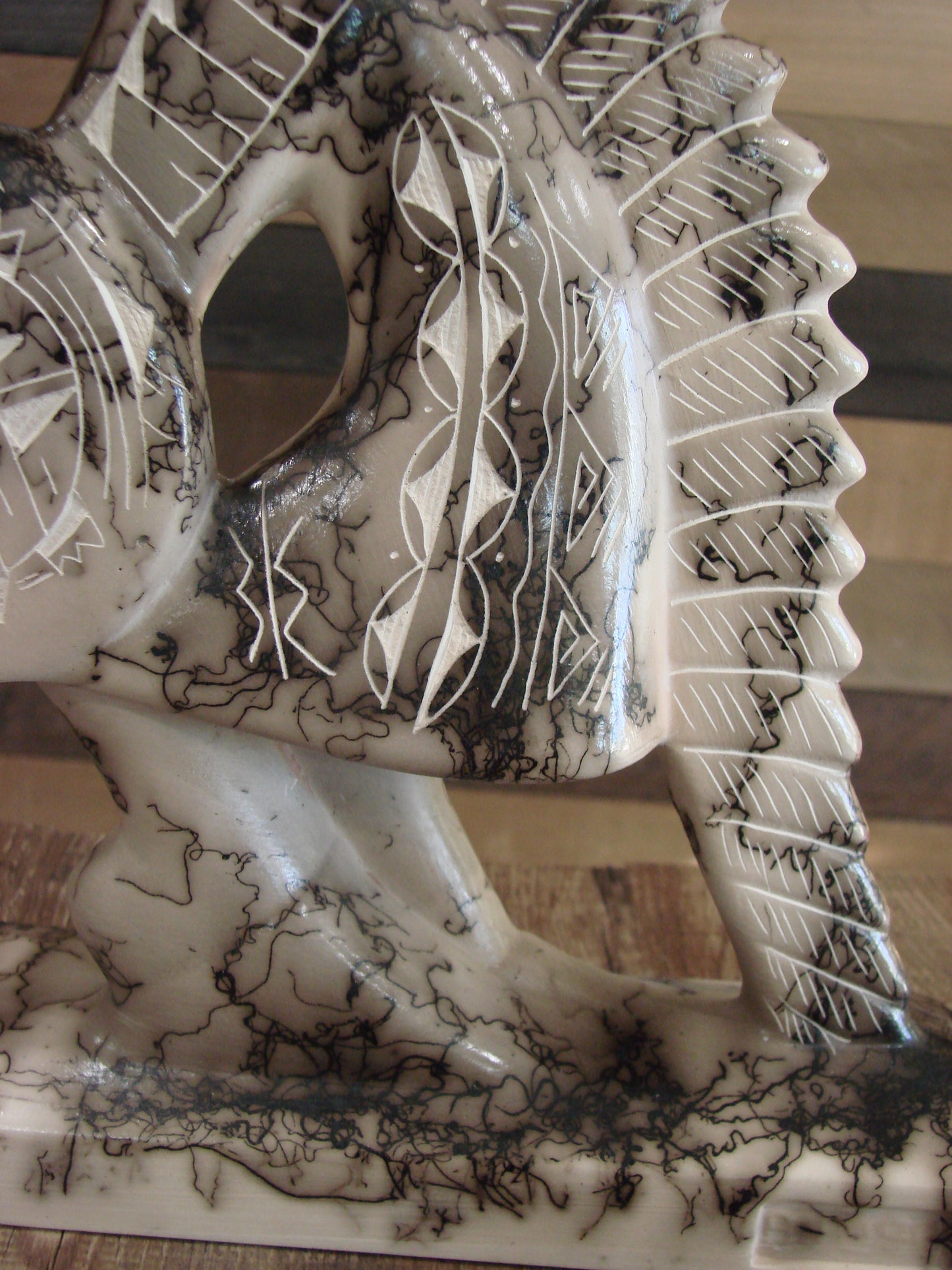 Native American Pottery Horse Hair Kokopelli Sculpture by Vail