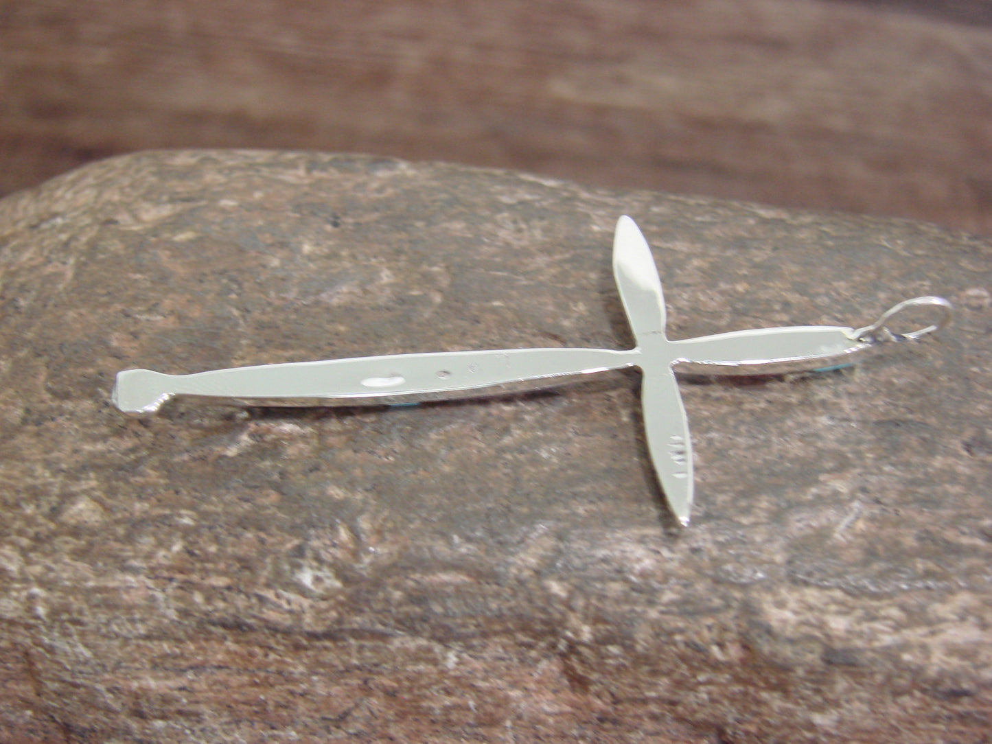 Native American Sterling Silver Multi Stone Inlay Cross Pendant by Noche