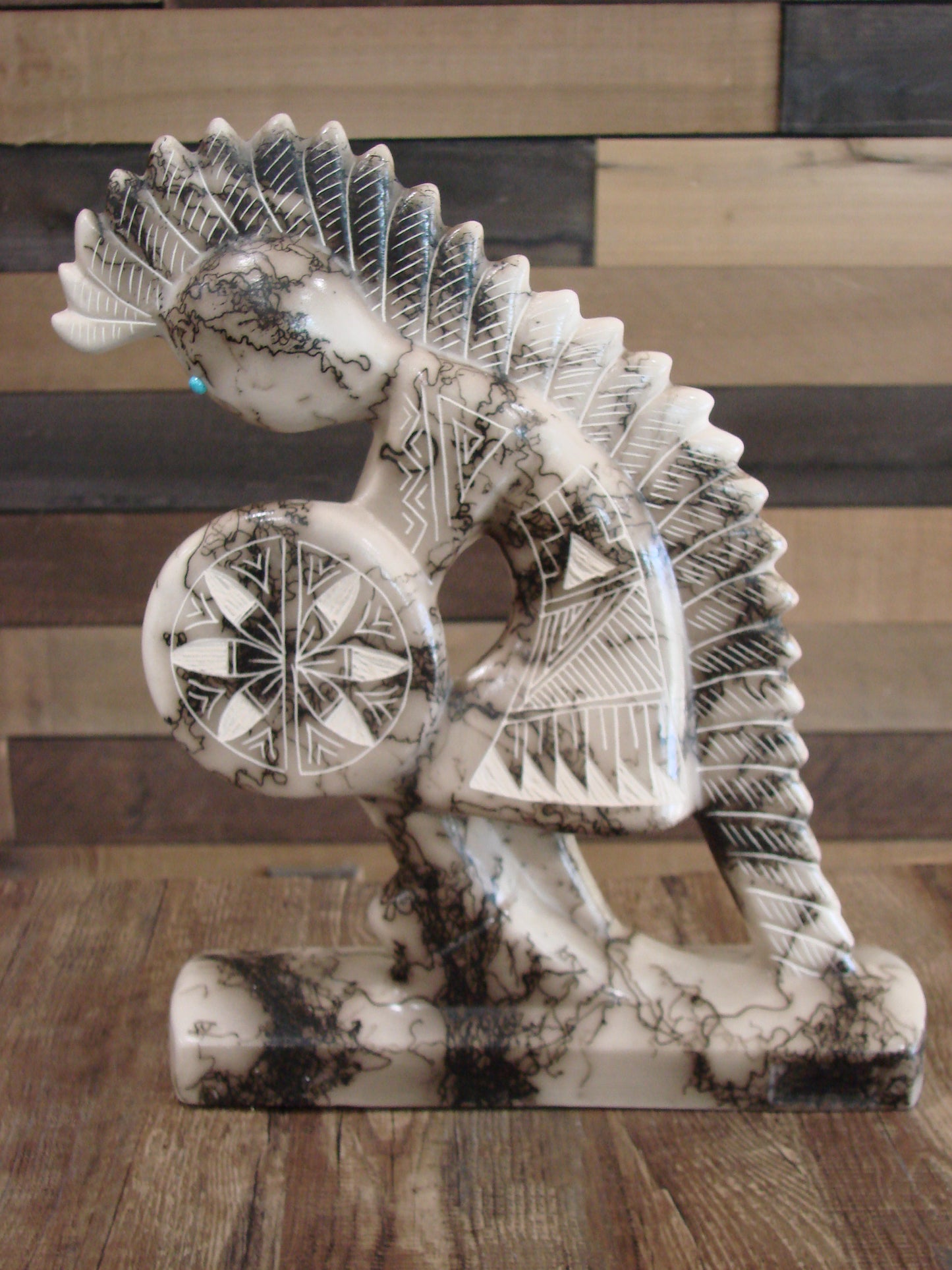 Native American Pottery Horse Hair Kokopelli Sculpture by Vail