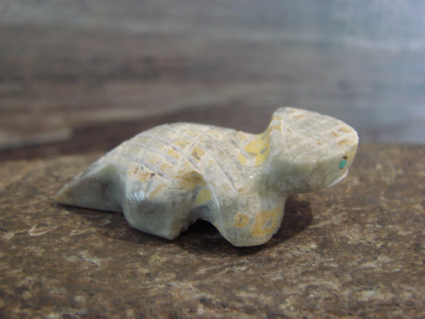 Native American Indian Hand Carved Picasso Marble Lizard Fetish - B. Phillips