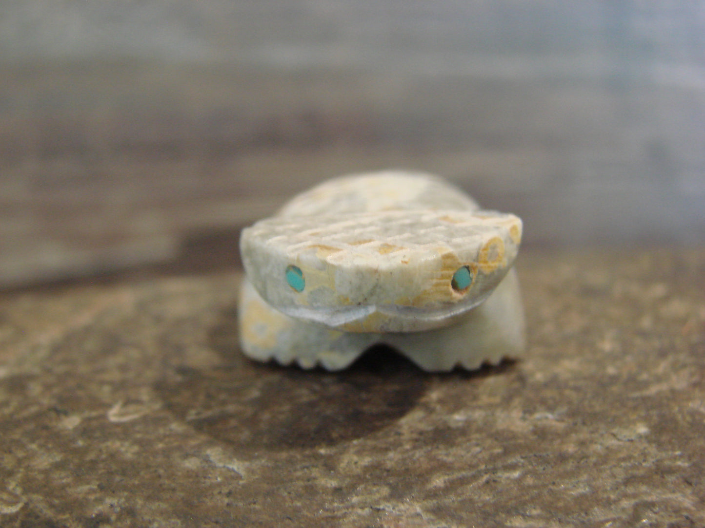 Native American Indian Hand Carved Picasso Marble Lizard Fetish - B. Phillips