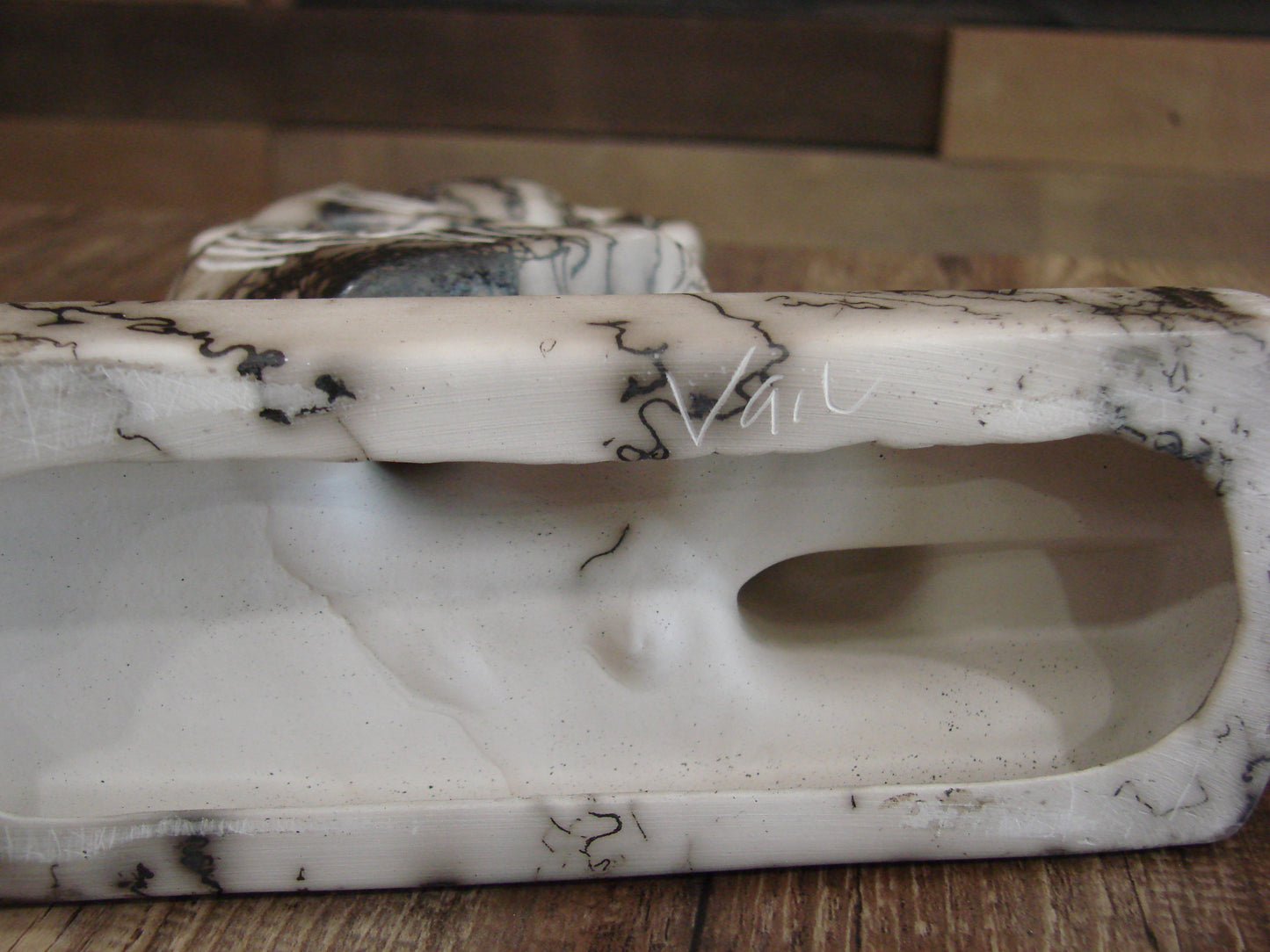 Native American Pottery Horse Hair Kokopelli Sculpture by Vail