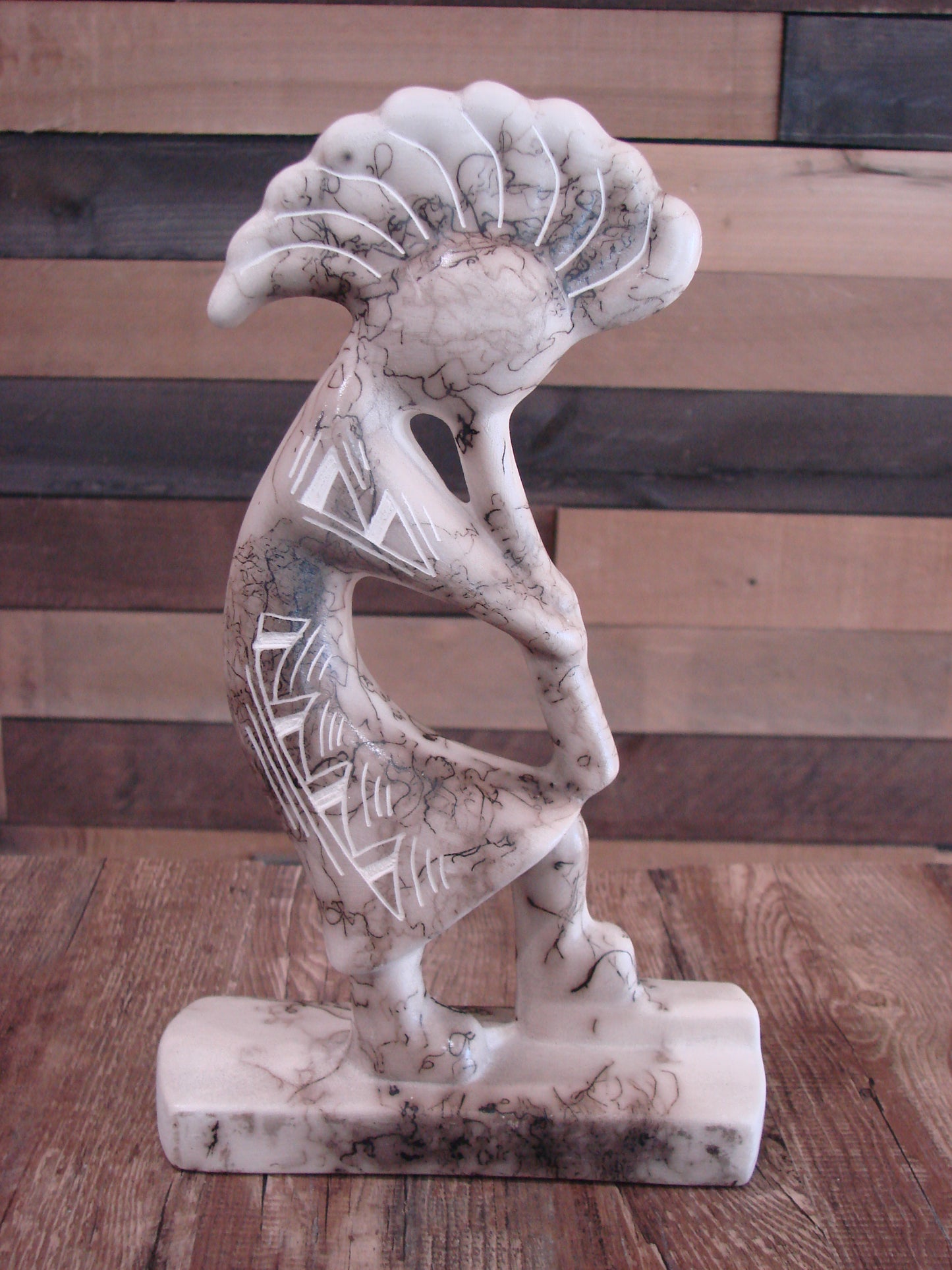 Native American Pottery Horse Hair Kokopelli Sculpture by Vail