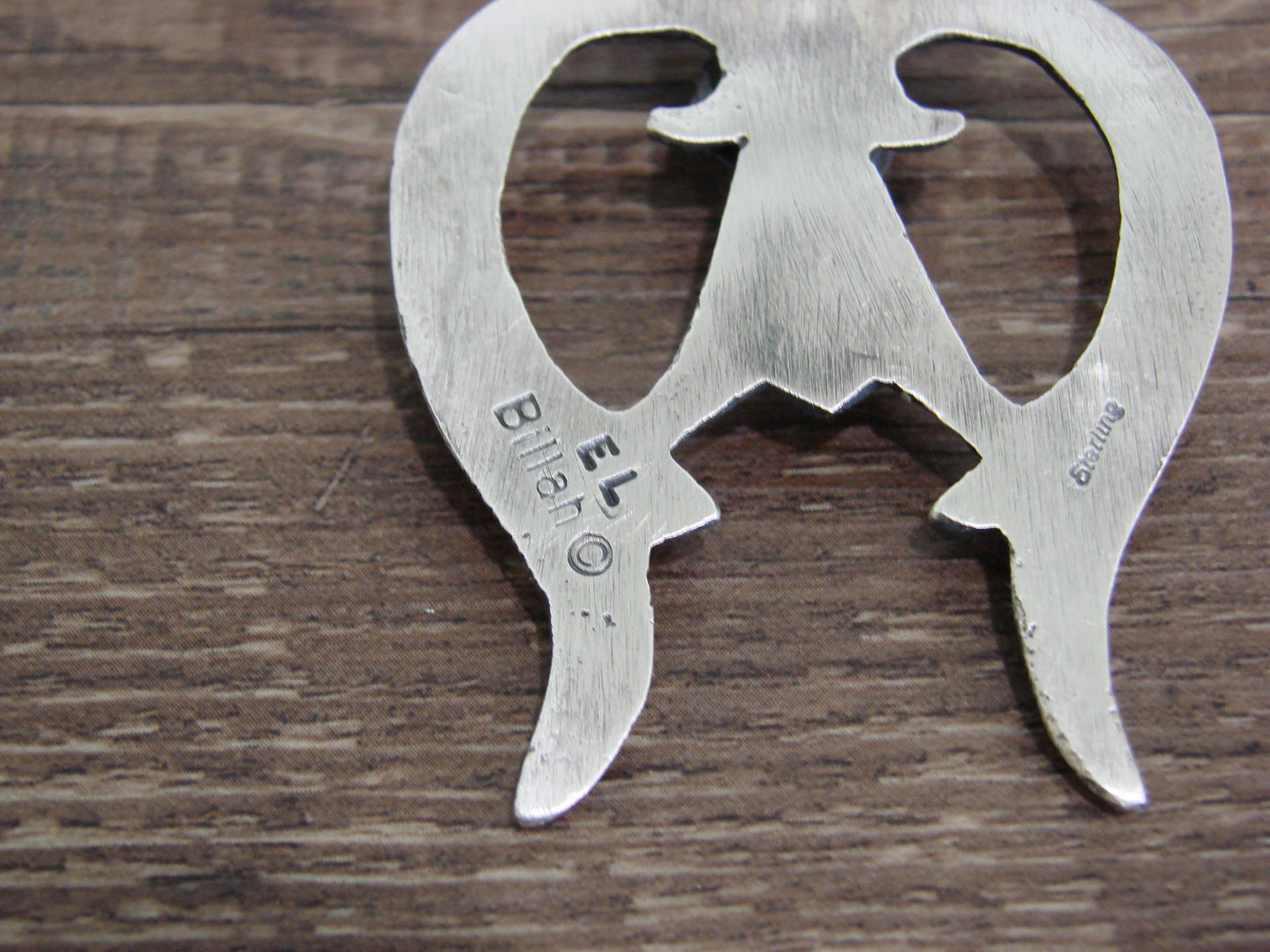 Native American Sterling Silver & Turquoise Cast Naja Pendant Signed Billah