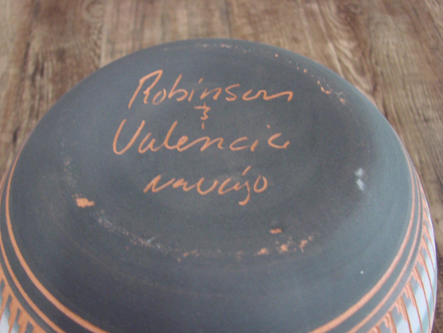 Native American Navajo Indian Hand Etched & Hand Painted Pottery - Valencia