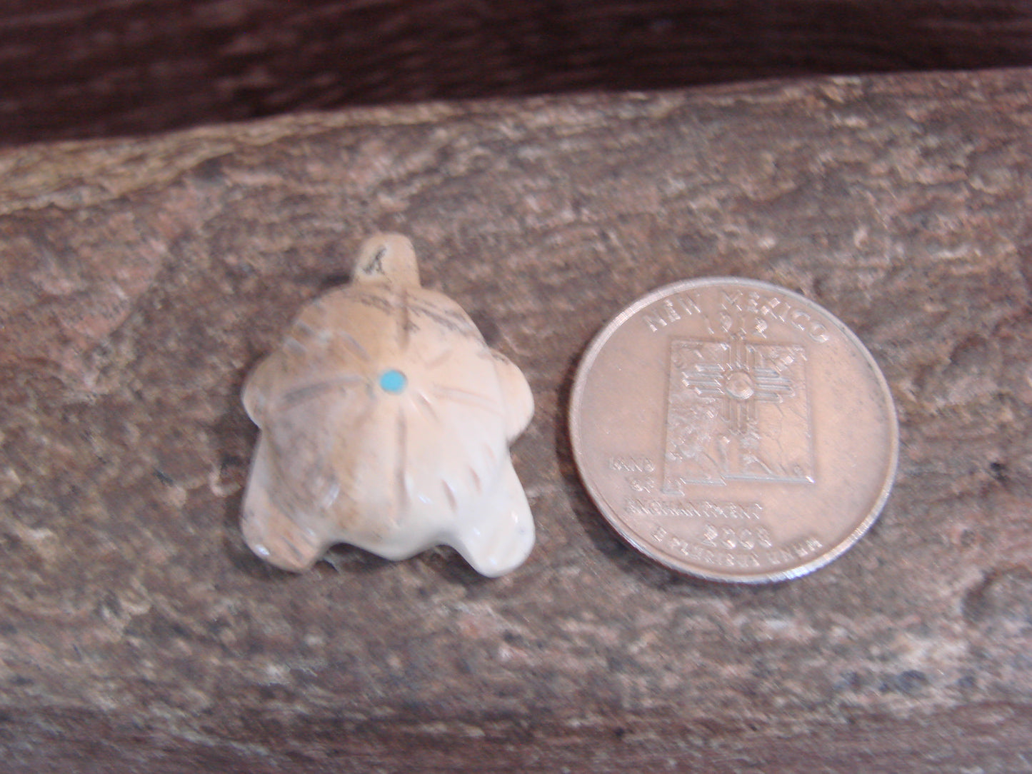 Native American Indian Hand Carved Picasso Marble Turtle Fetish - B. Phillips