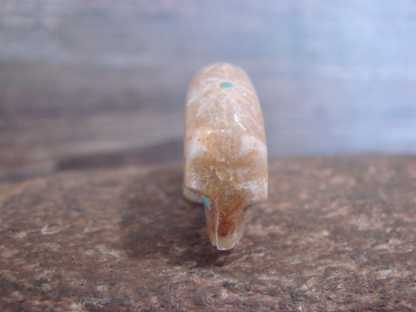 Native American Indian Hand Carved Alabaster Bear Fetish - B. Phillips