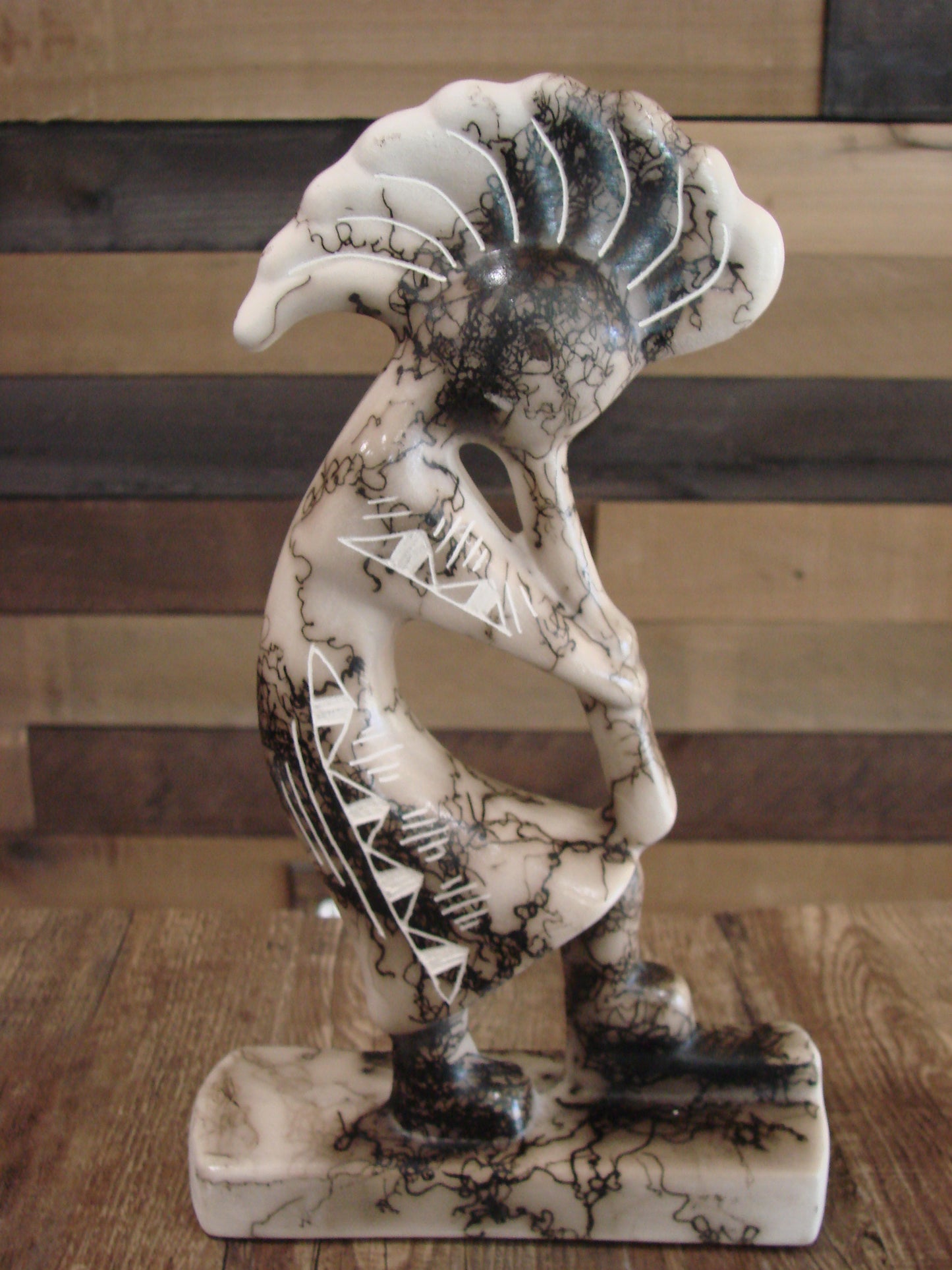 Native American Pottery Horse Hair Kokopelli Sculpture by Vail