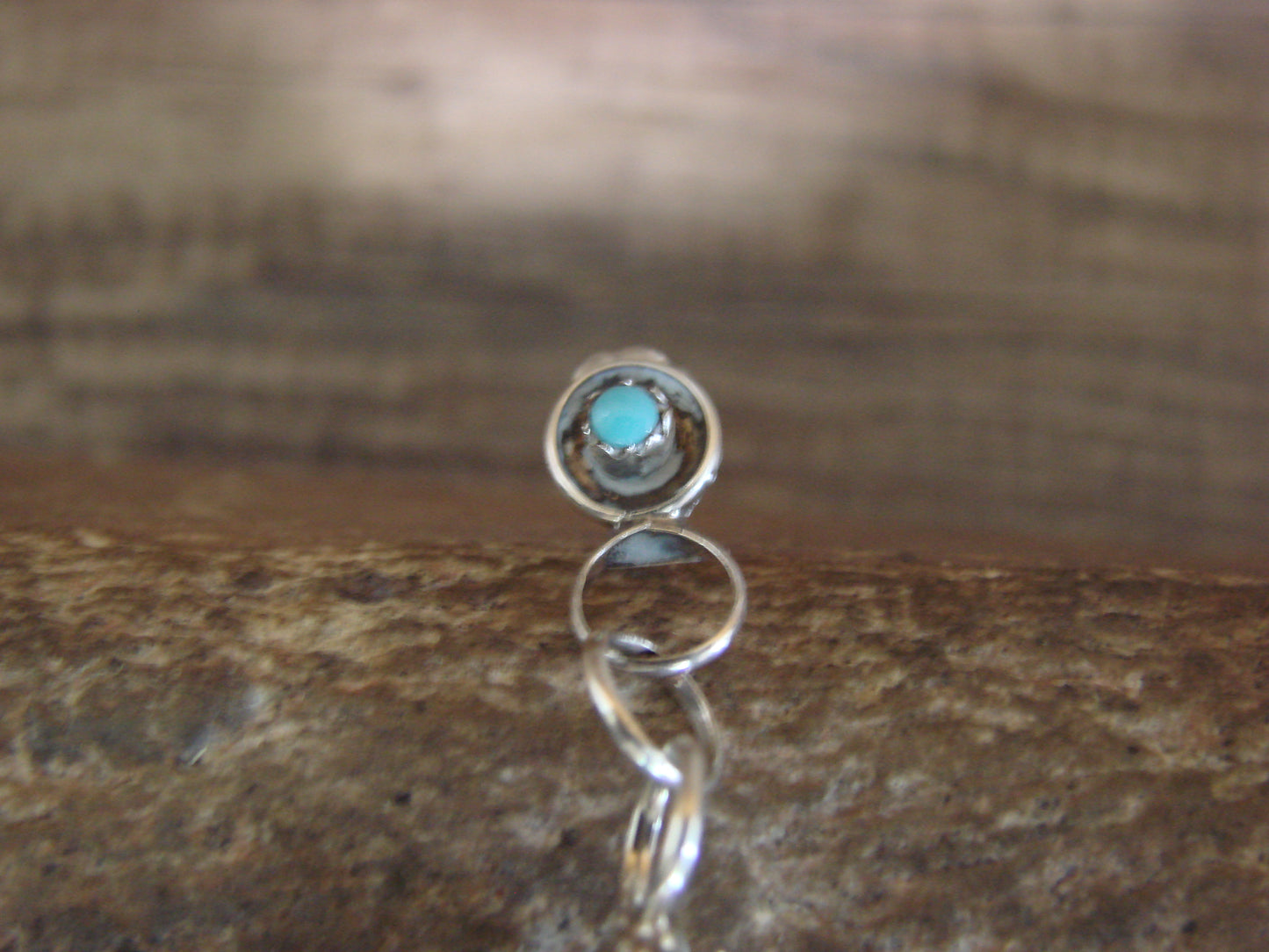 Zuni Large Sterling Silver & Turquoise Triangular Post Earrings - Cheama