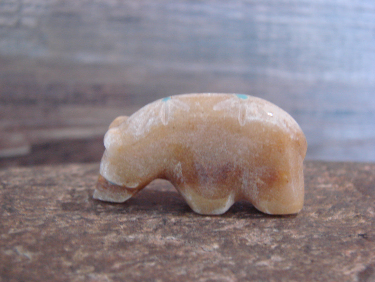 Native American Indian Hand Carved Alabaster Bear Fetish - B. Phillips