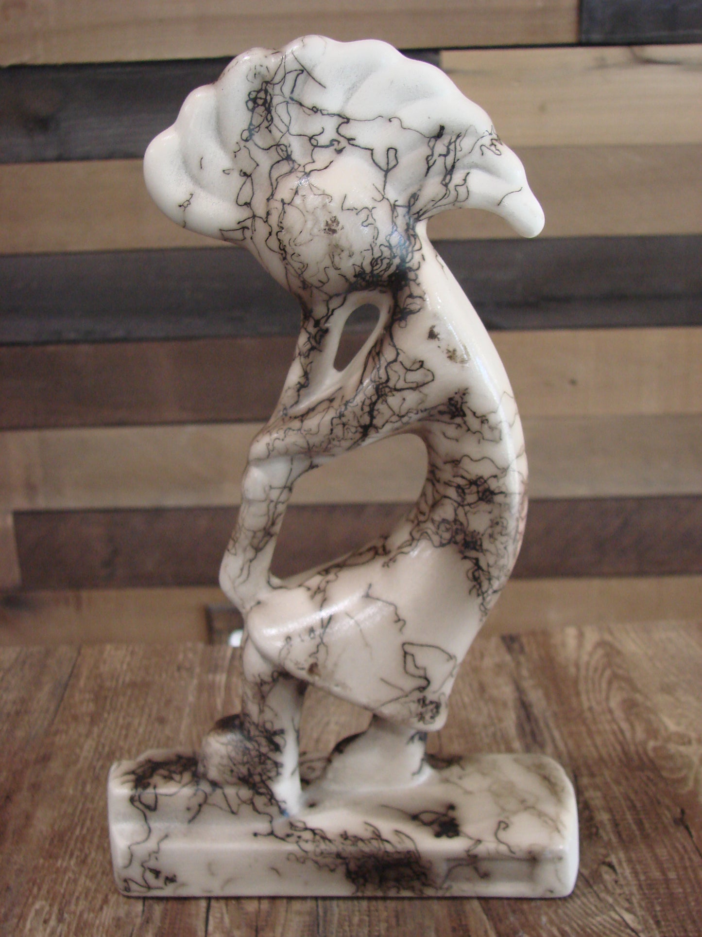 Native American Pottery Horse Hair Kokopelli Sculpture by Vail