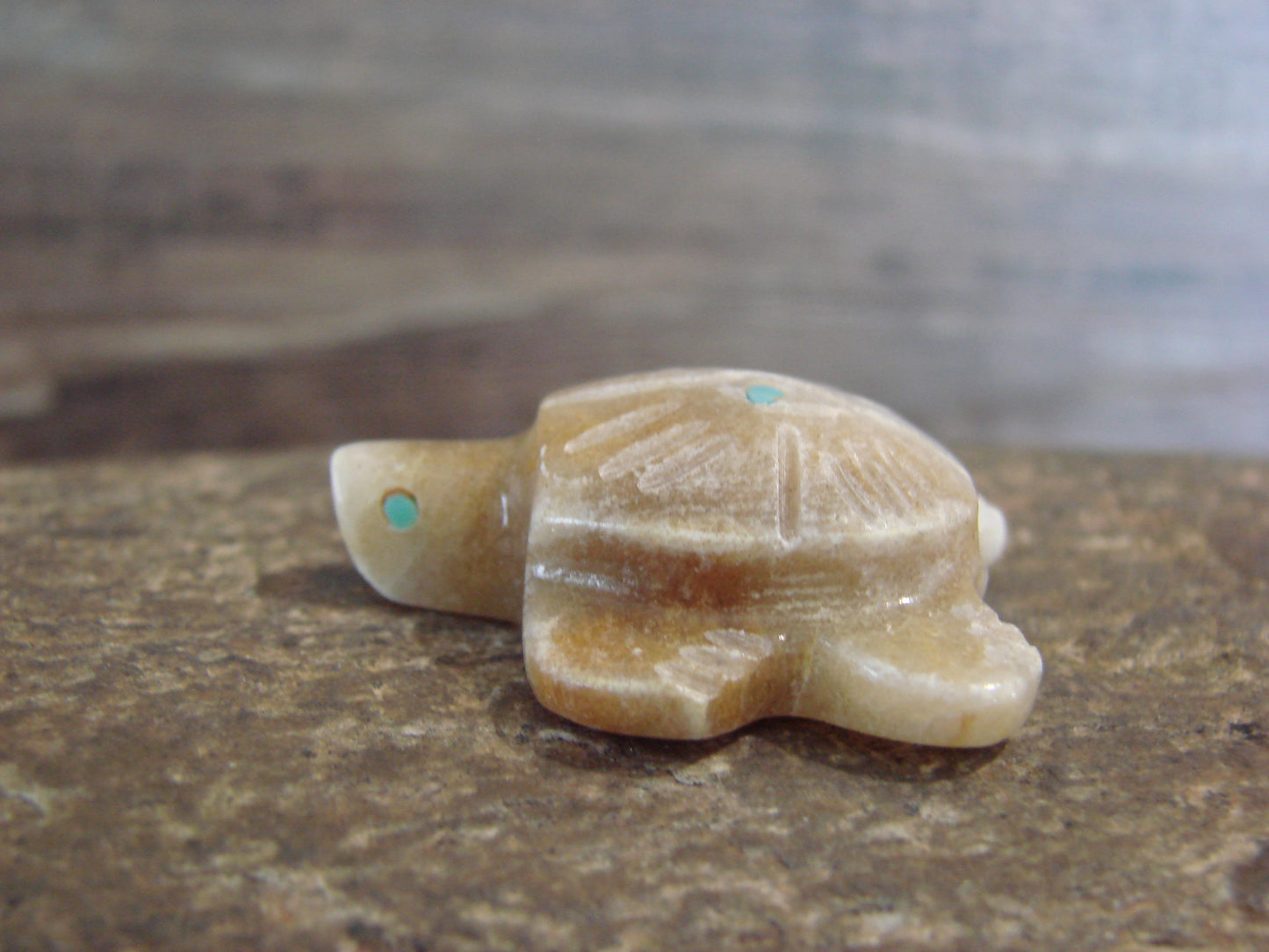 Native American Indian Hand Carved Alabaster Turtle Fetish - B. Phillips