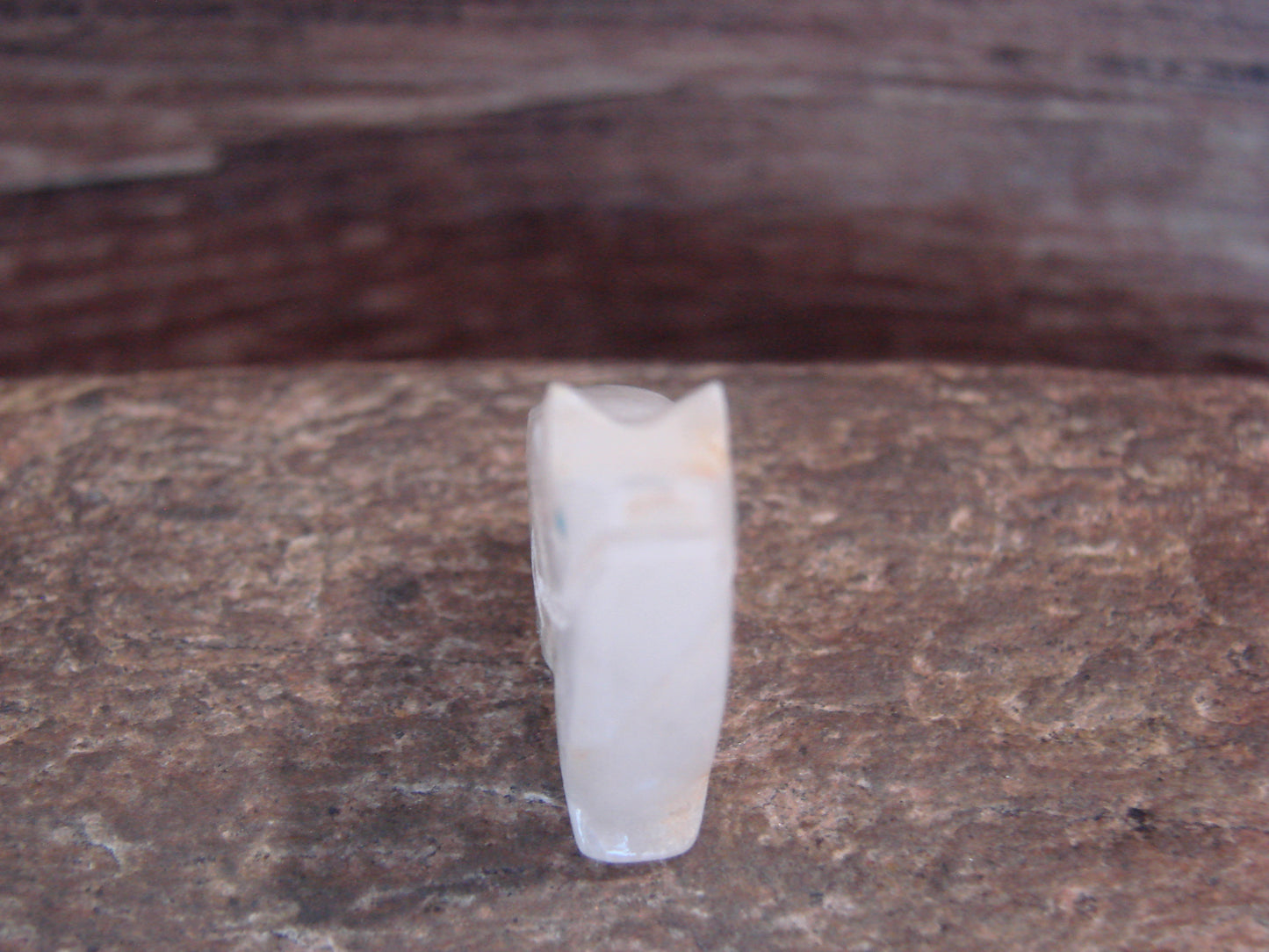 Native American Indian Hand Carved Alabaster Coyote Fetish - B. Phillips