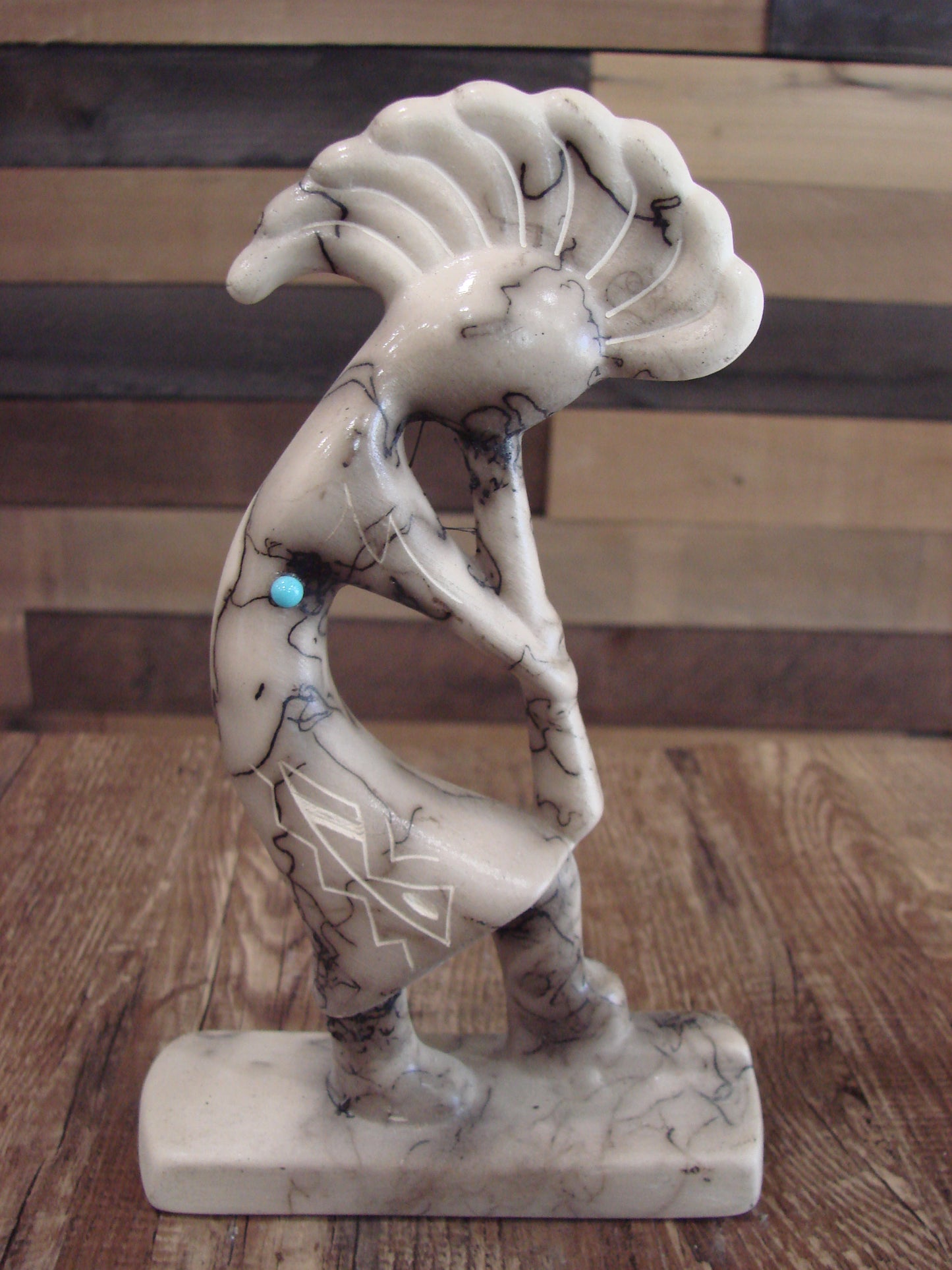 Native American Pottery Horse Hair Kokopelli Sculpture by Vail