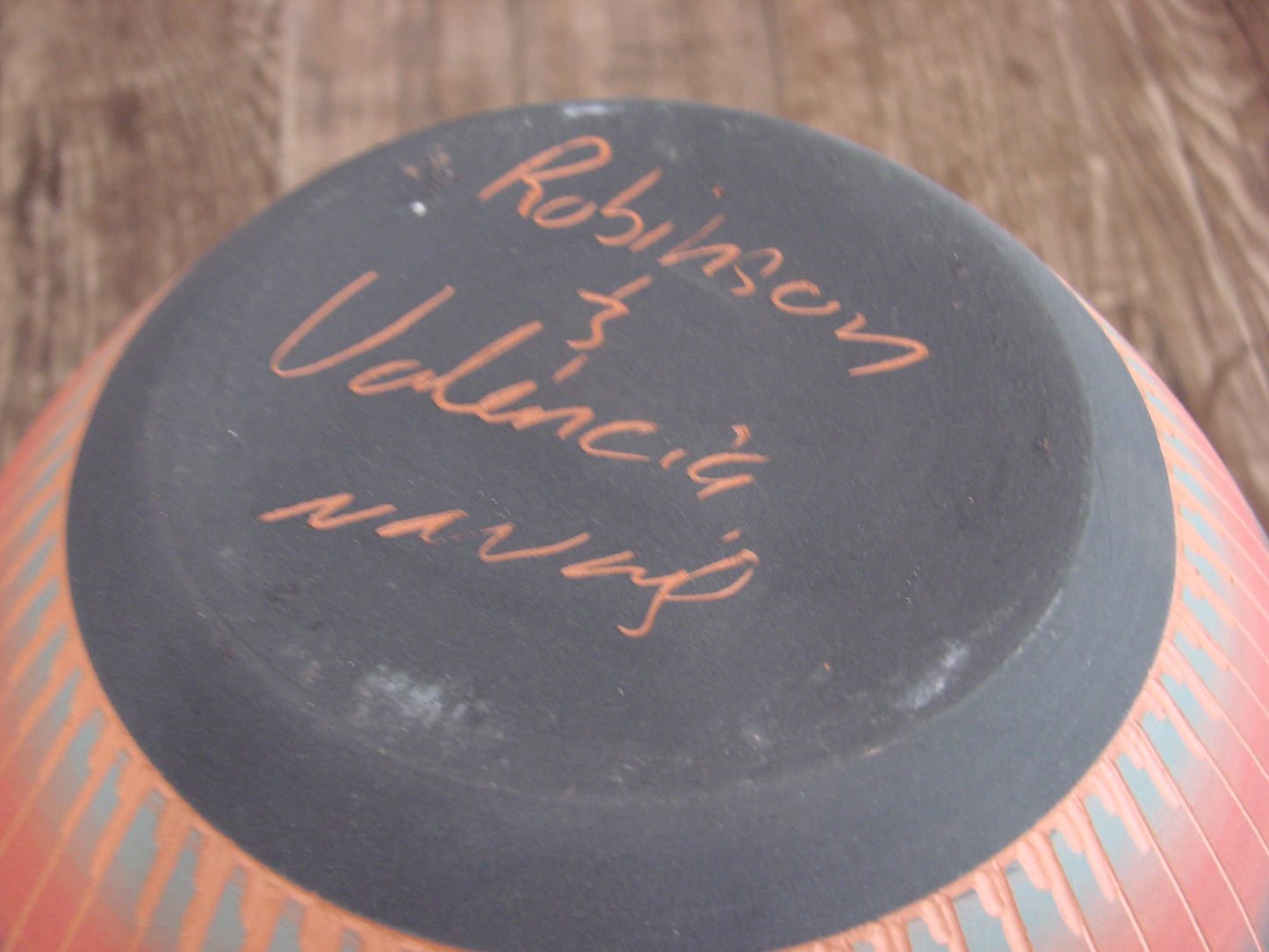 Native American Navajo Indian Hand Etched & Hand Painted Pottery - Valencia
