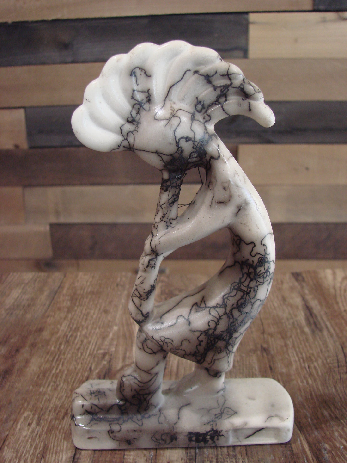 Native American Pottery Horse Hair Kokopelli Sculpture by Vail