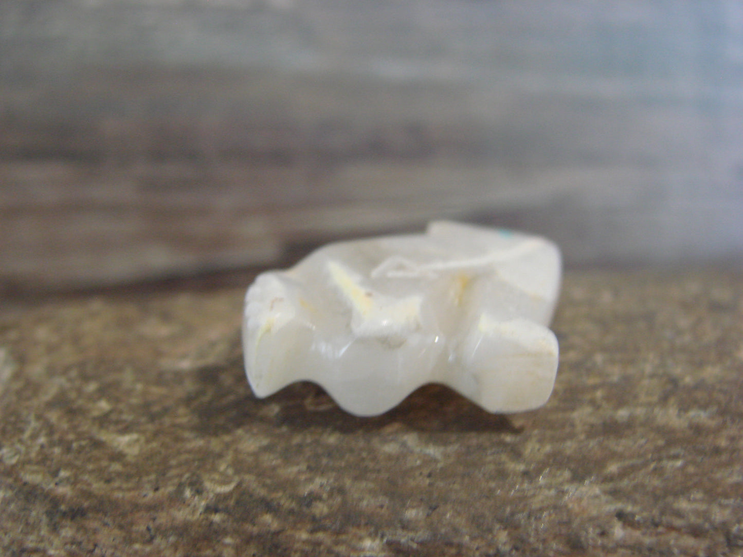 Native American Indian Hand Carved Alabaster Coyote Fetish - B. Phillips