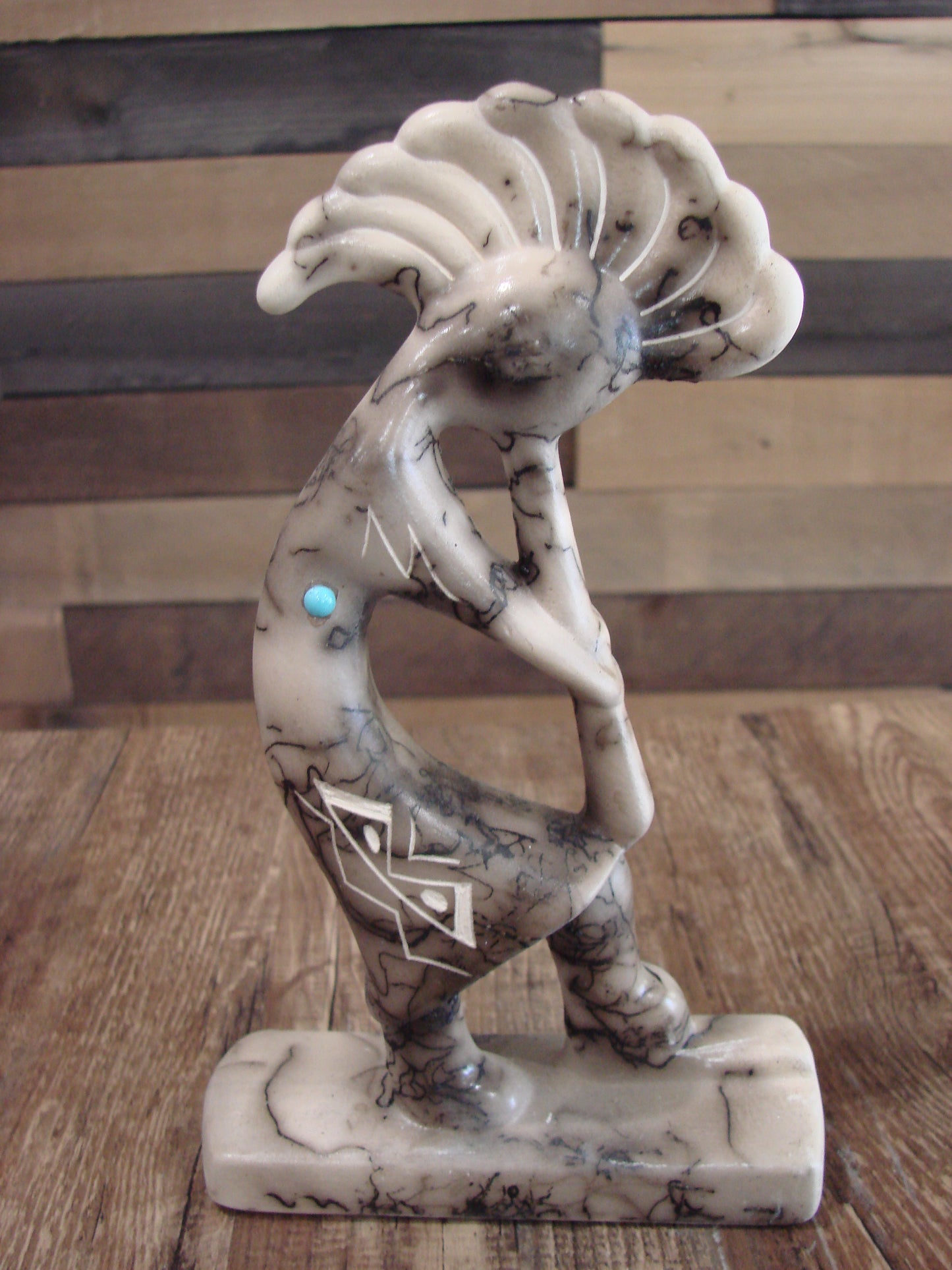 Native American Pottery Horse Hair Kokopelli Sculpture by Vail