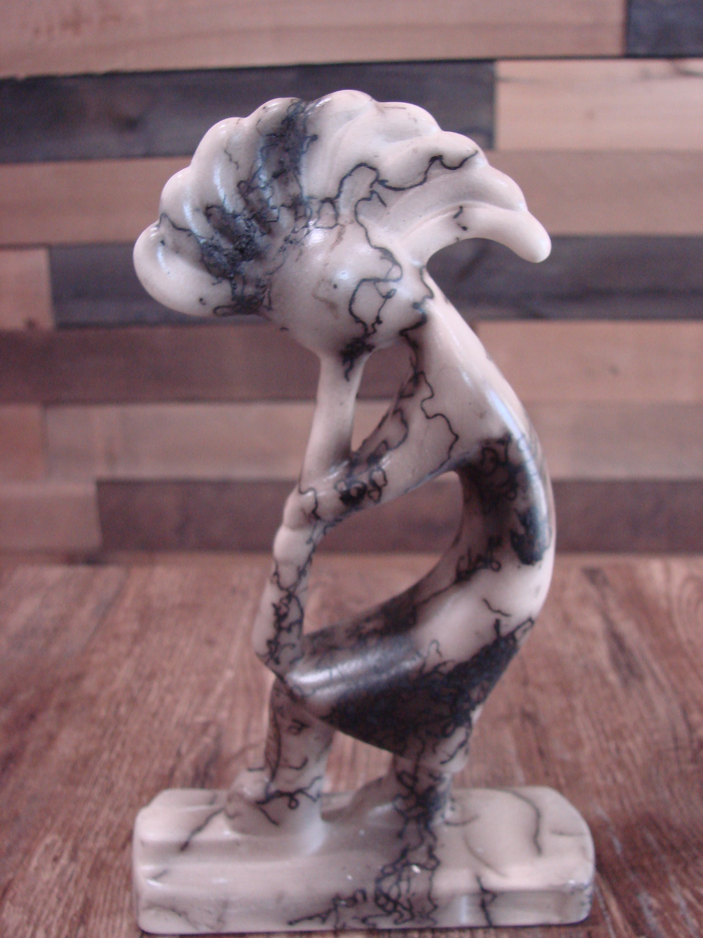 Native American Pottery Horse Hair Kokopelli Sculpture by Vail