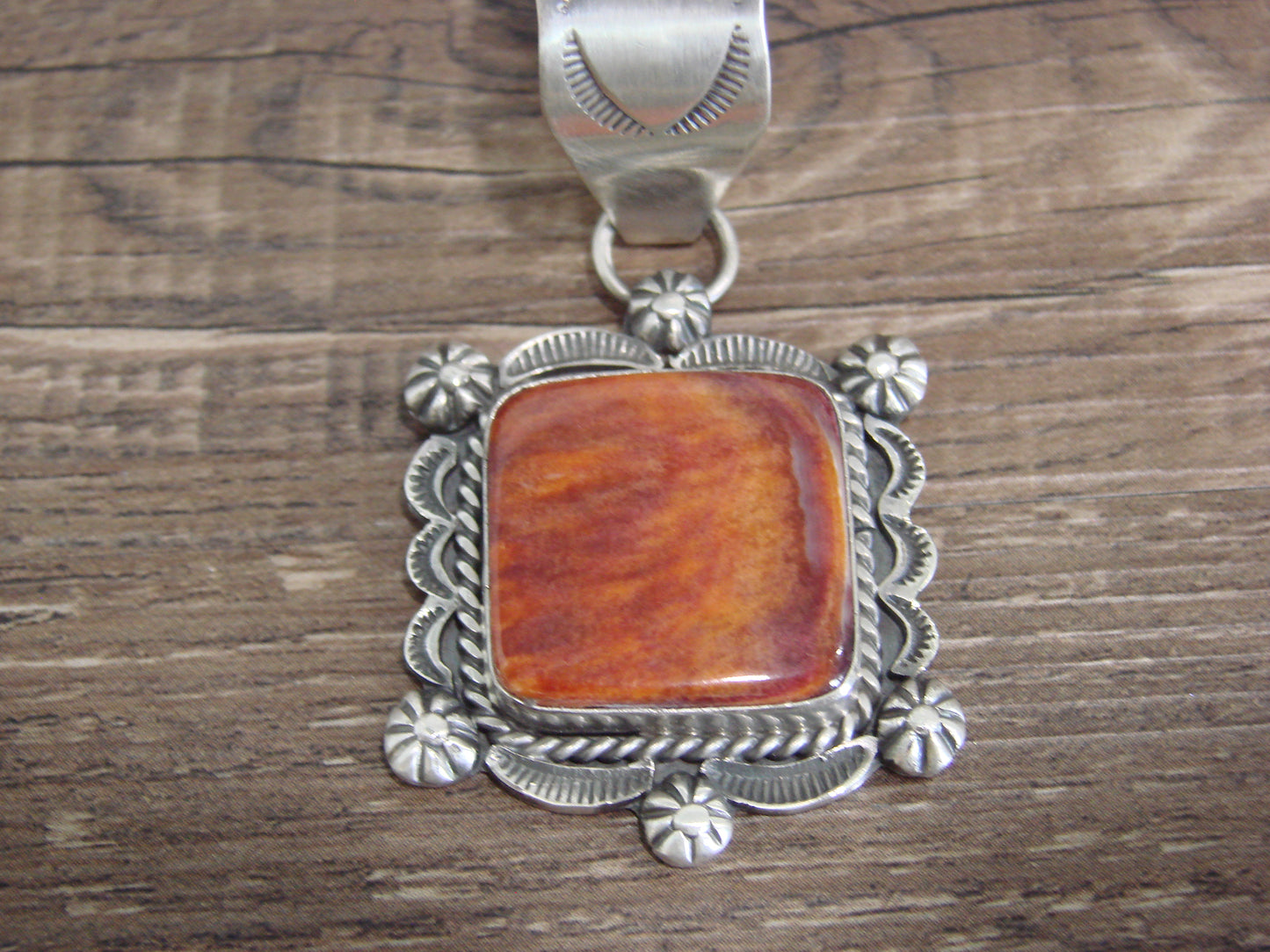 Native American Sterling Silver Spiny Oyster Pendant Signed Dawes